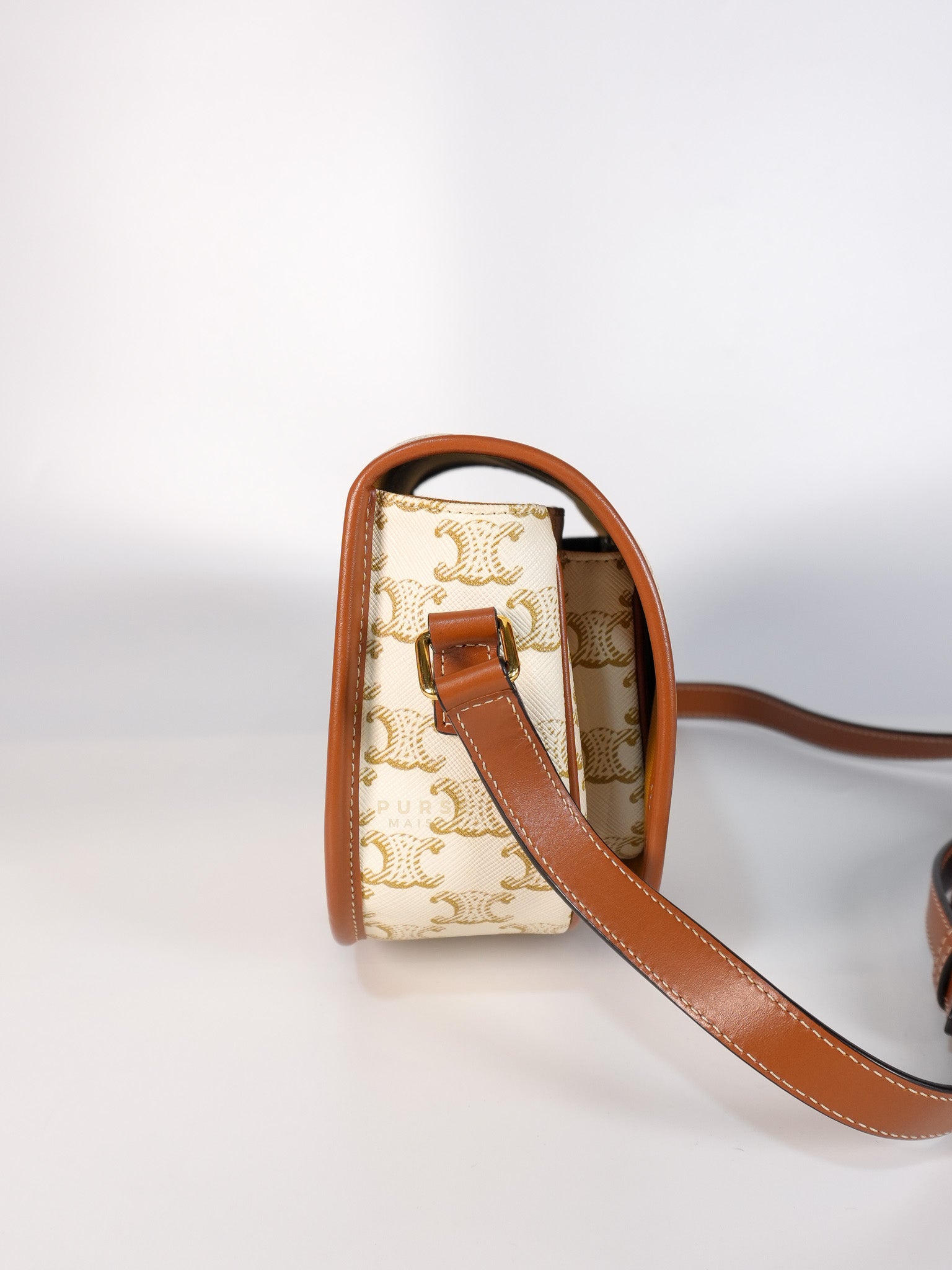 Folco Medium in Triomphe Canvas White Calfskin Leather | Purse Maison Luxury Bags Shop