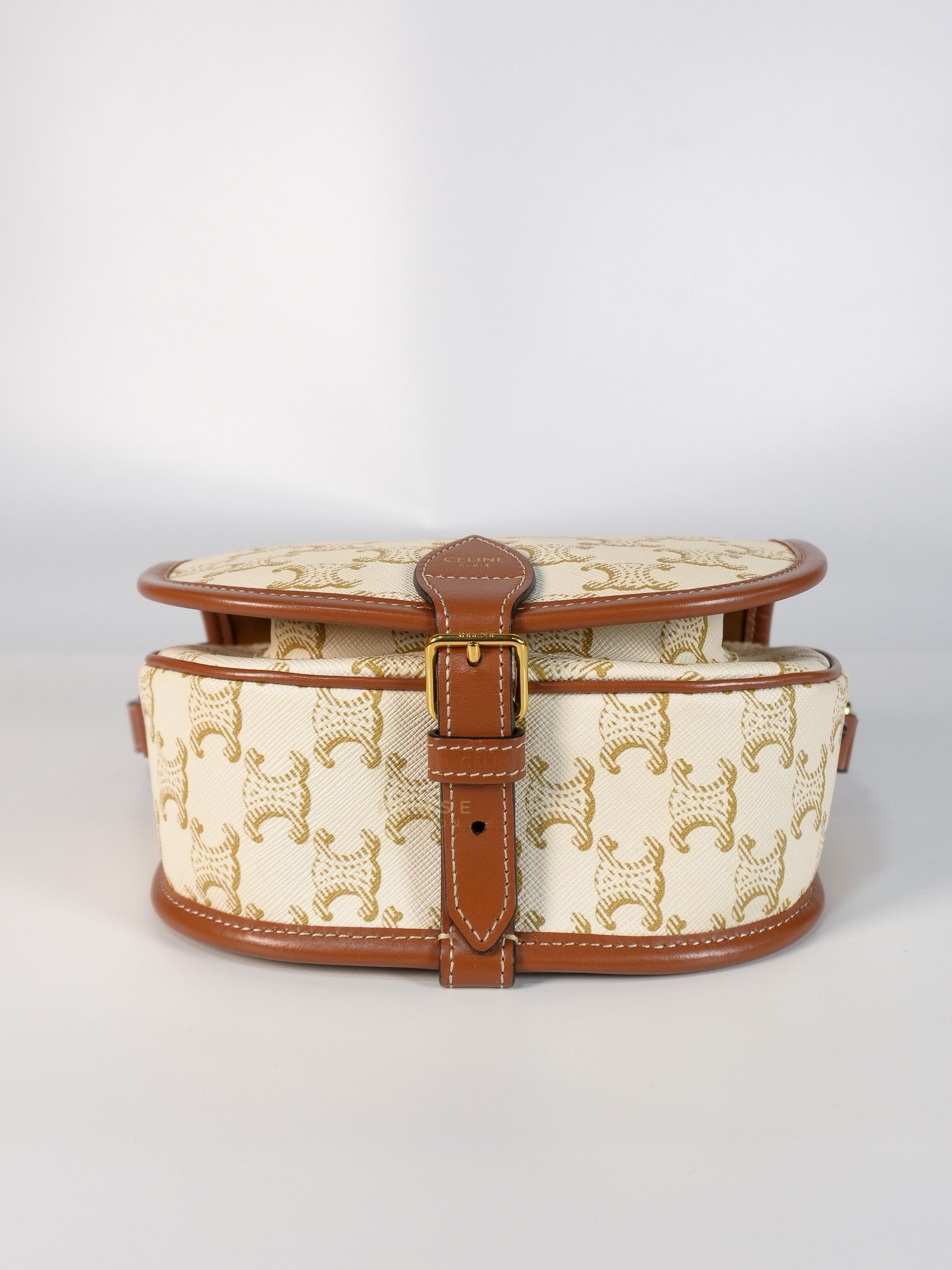 Folco Medium in Triomphe Canvas White Calfskin Leather | Purse Maison Luxury Bags Shop