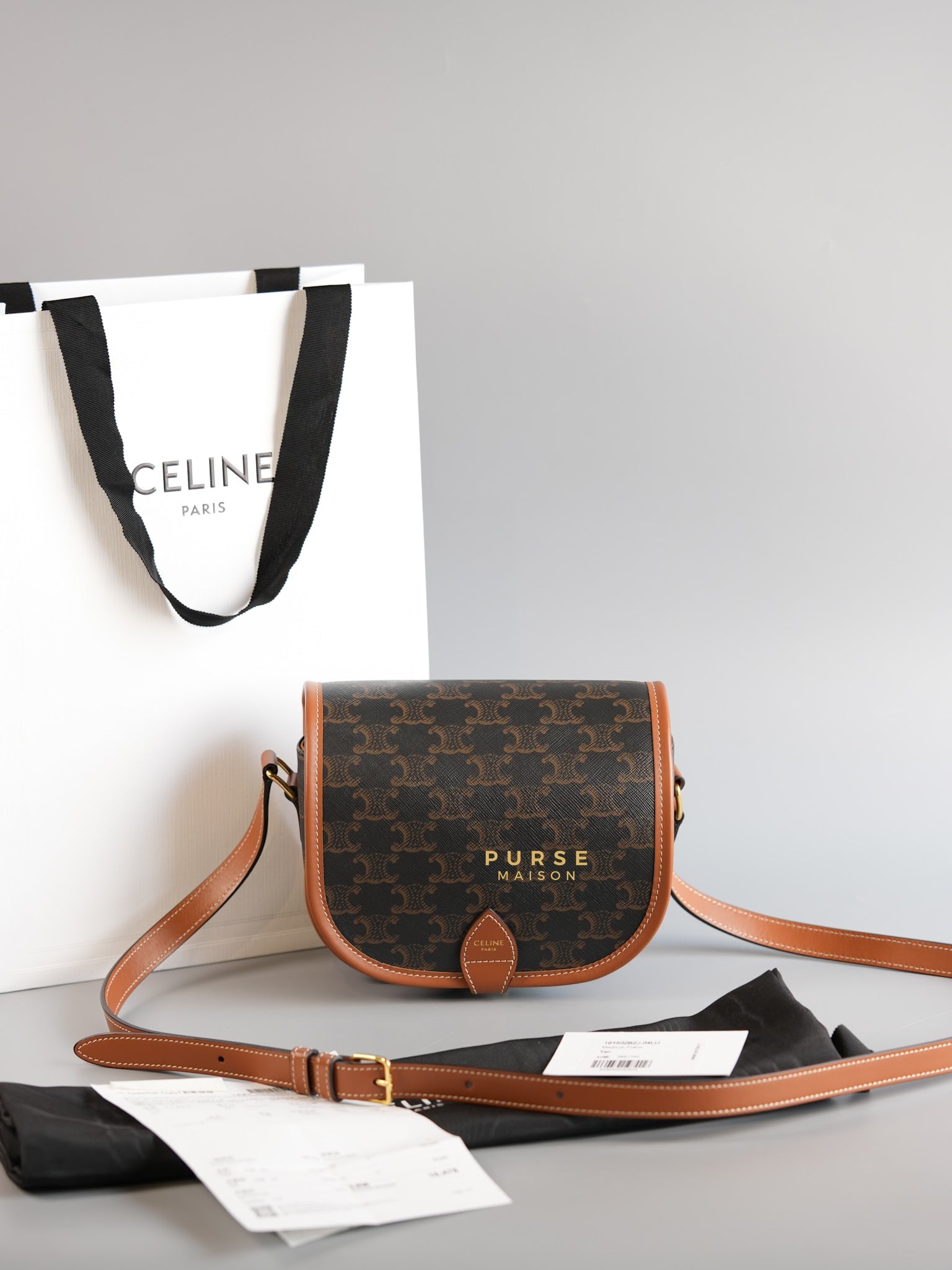 Folco Monogram Canvas Medium Sling Bag in Tan | Purse Maison Luxury Bags Shop