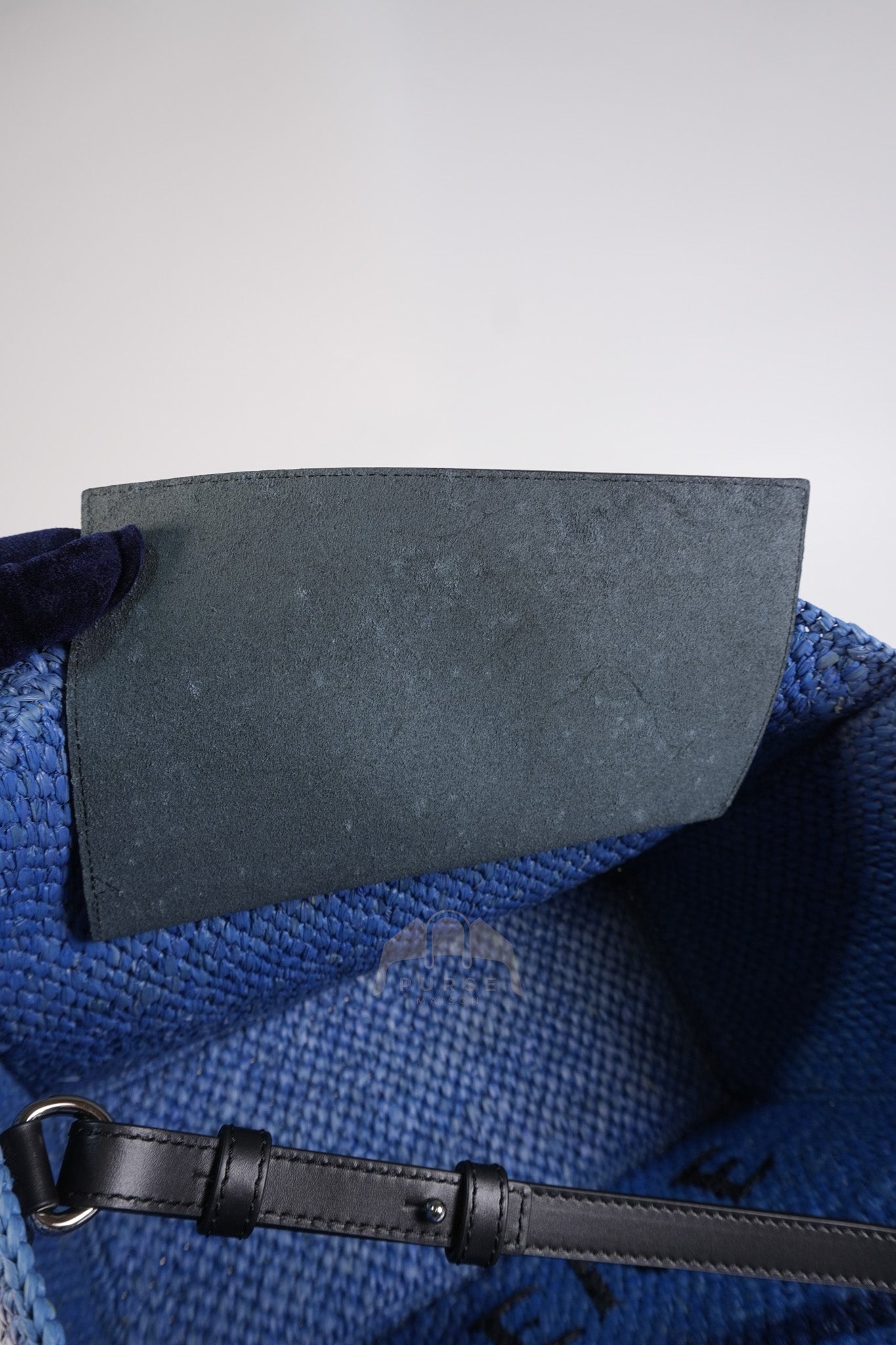 Font Medium Tote Bag in Light Blue Raffia Canvas & Silver Hardware | Purse Maison Luxury Bags Shop