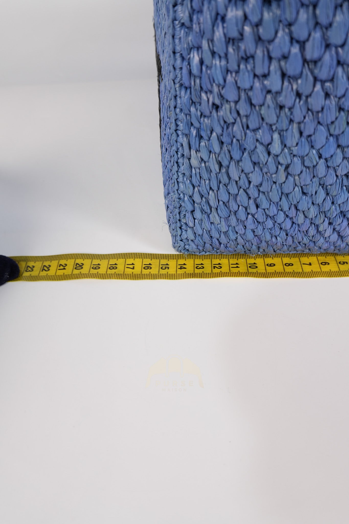 Font Medium Tote Bag in Light Blue Raffia Canvas & Silver Hardware | Purse Maison Luxury Bags Shop