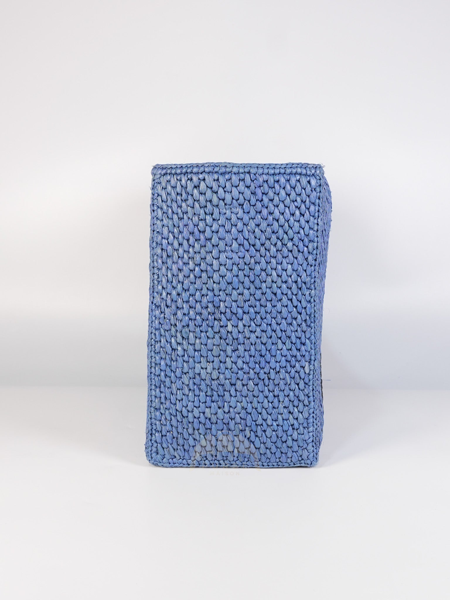 Font Medium Tote Bag in Light Blue Raffia Canvas & Silver Hardware | Purse Maison Luxury Bags Shop