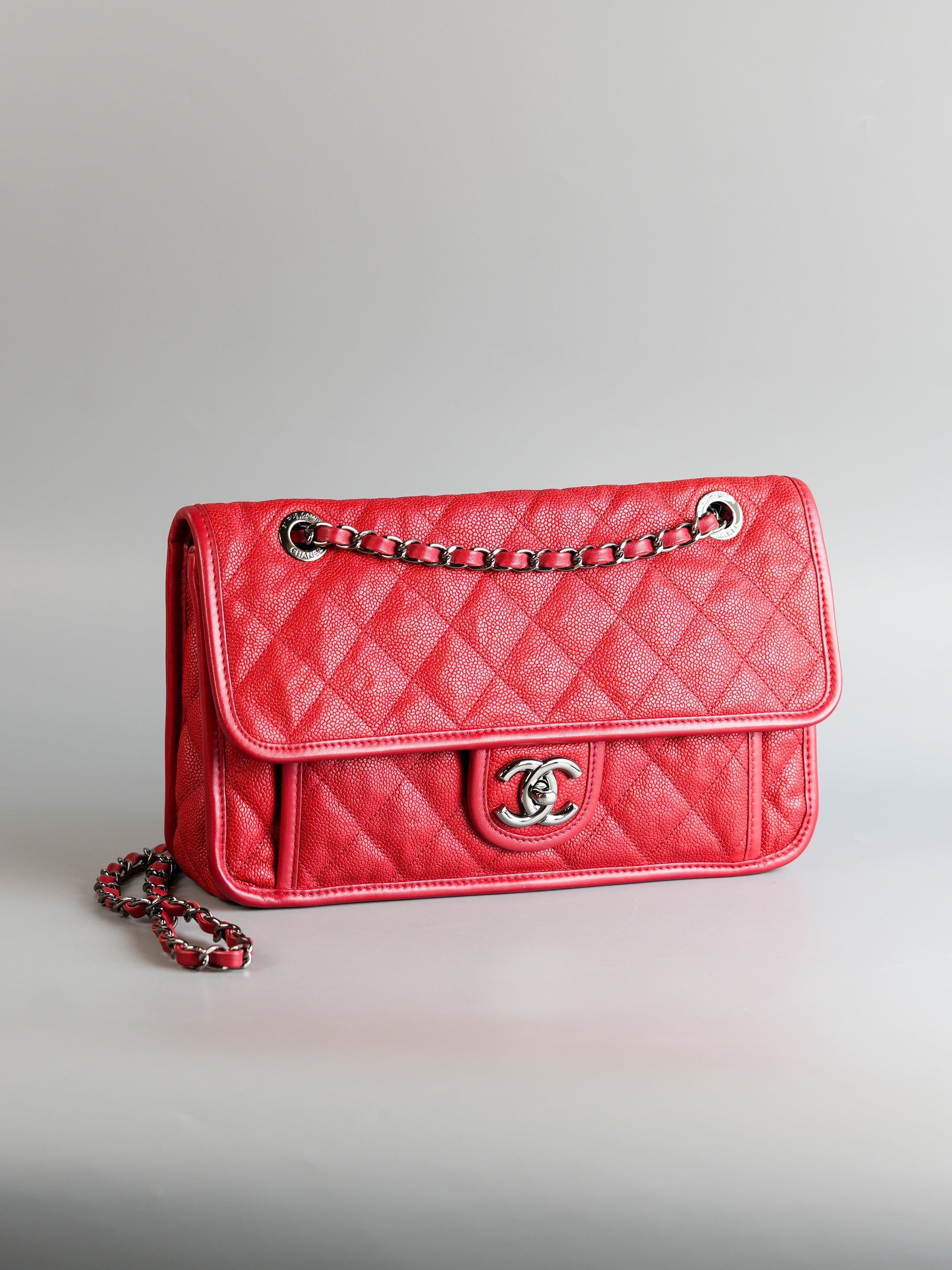 French Riviera Medium in Red Quilted Caviar Leather & Ruthenium Hardware Series 20 | Purse Maison Luxury Bags Shop