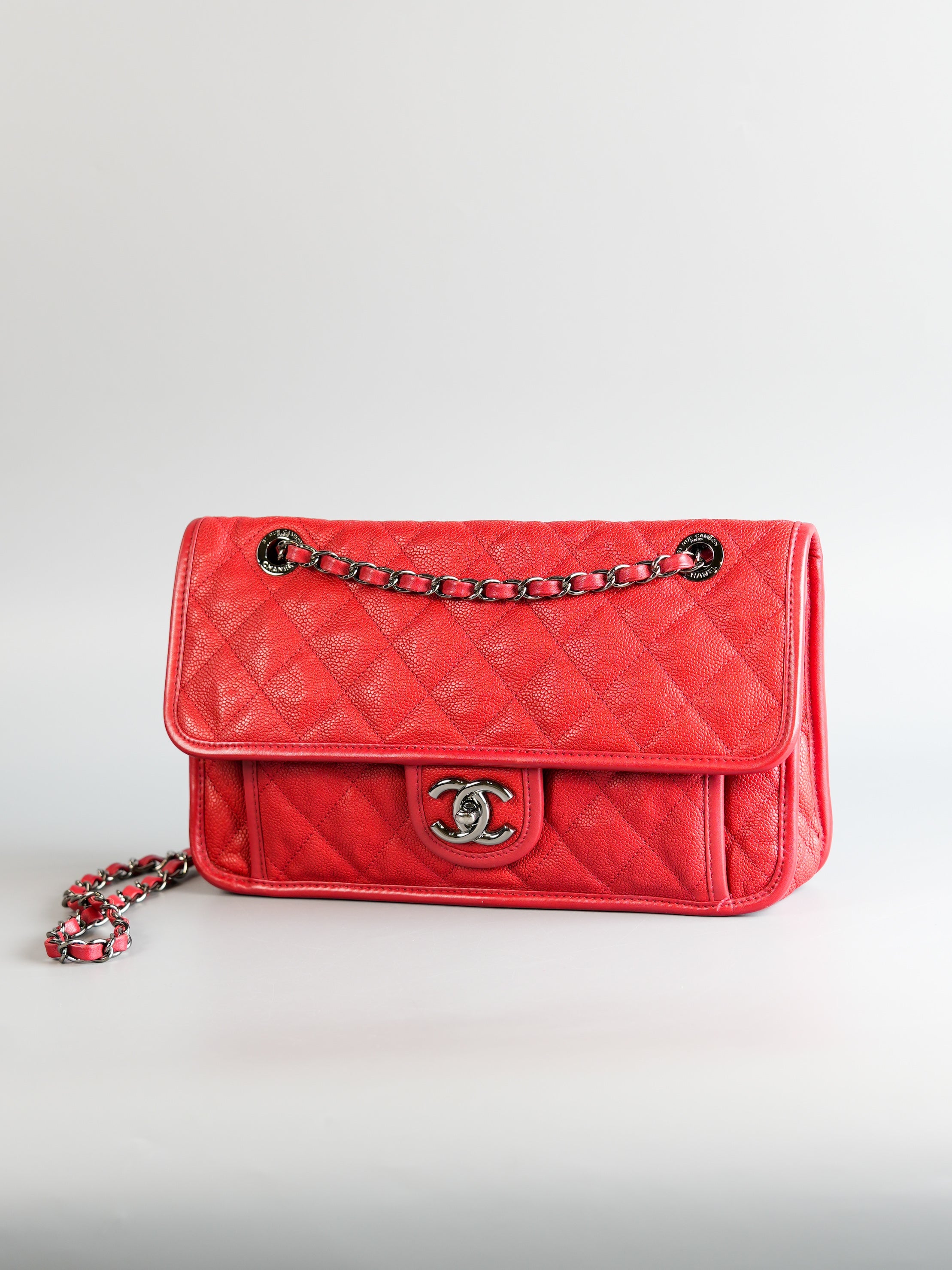 French Riviera Medium in Red Quilted Caviar Leather & Ruthenium Hardware Series 20 | Purse Maison Luxury Bags Shop