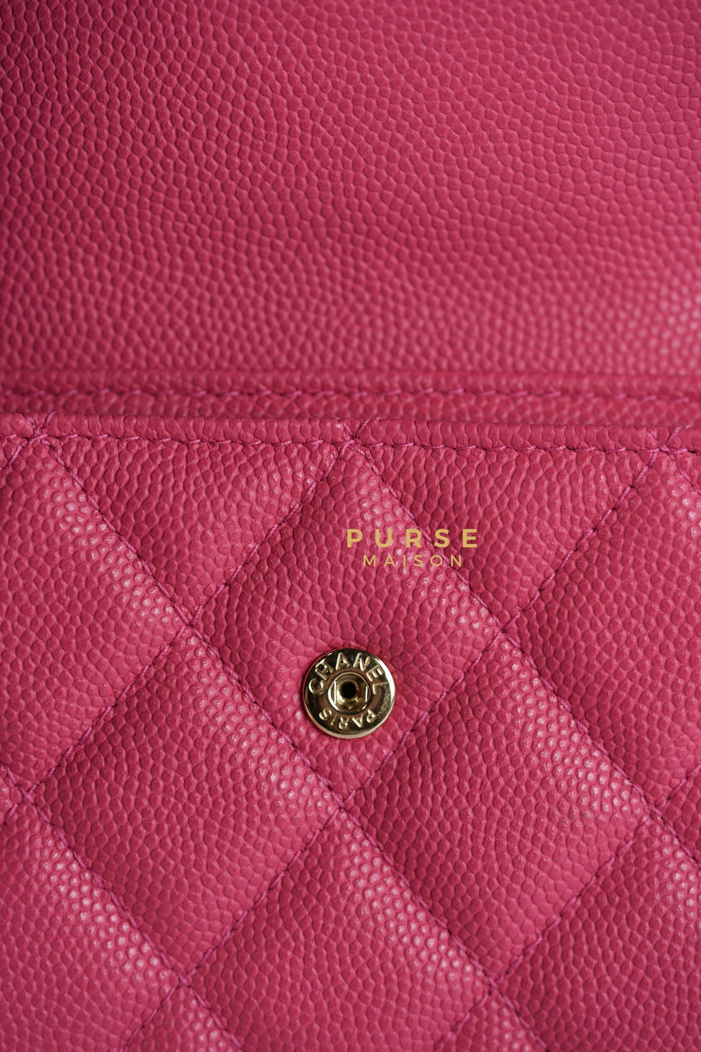 Front Pocket Wallet on Chain in Pink Caviar Leather & Light Gold Hardware Series 29 | Purse Maison Luxury Bags Shop