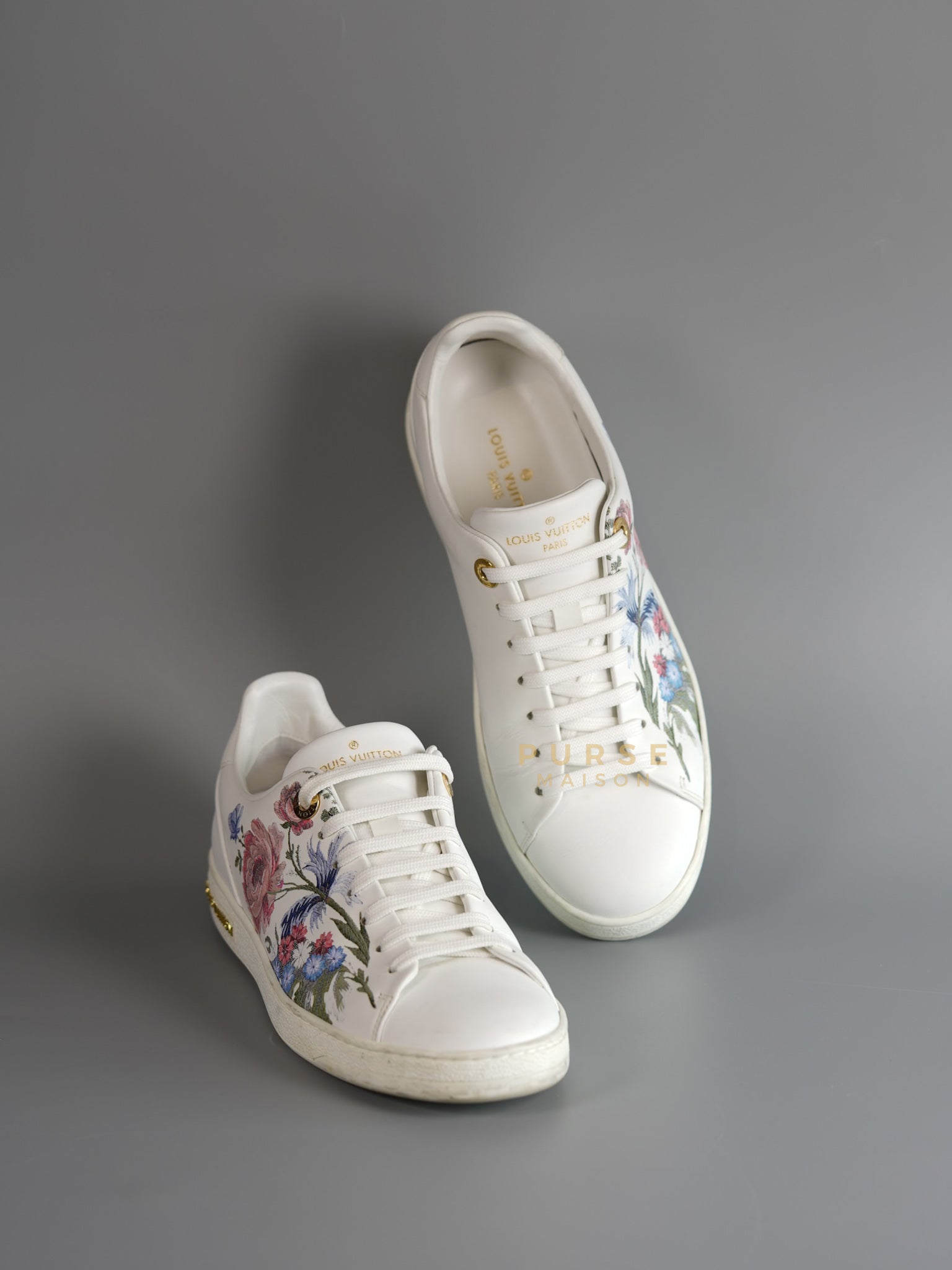 Frontrow White Floral Calfskin Sneakers Size 36 EU | Purse Maison Luxury Bags Shop