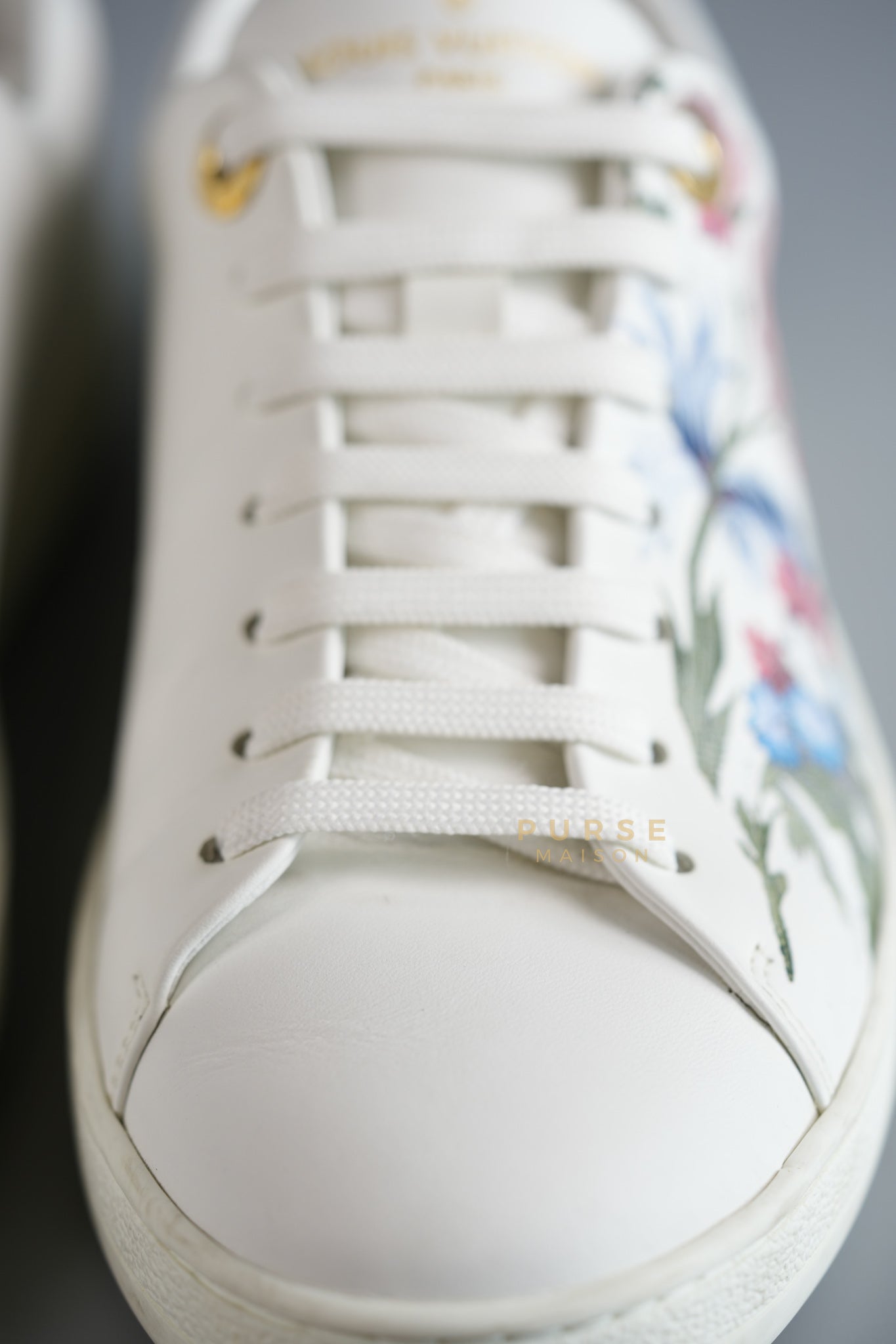 Frontrow White Floral Calfskin Sneakers Size 36 EU | Purse Maison Luxury Bags Shop