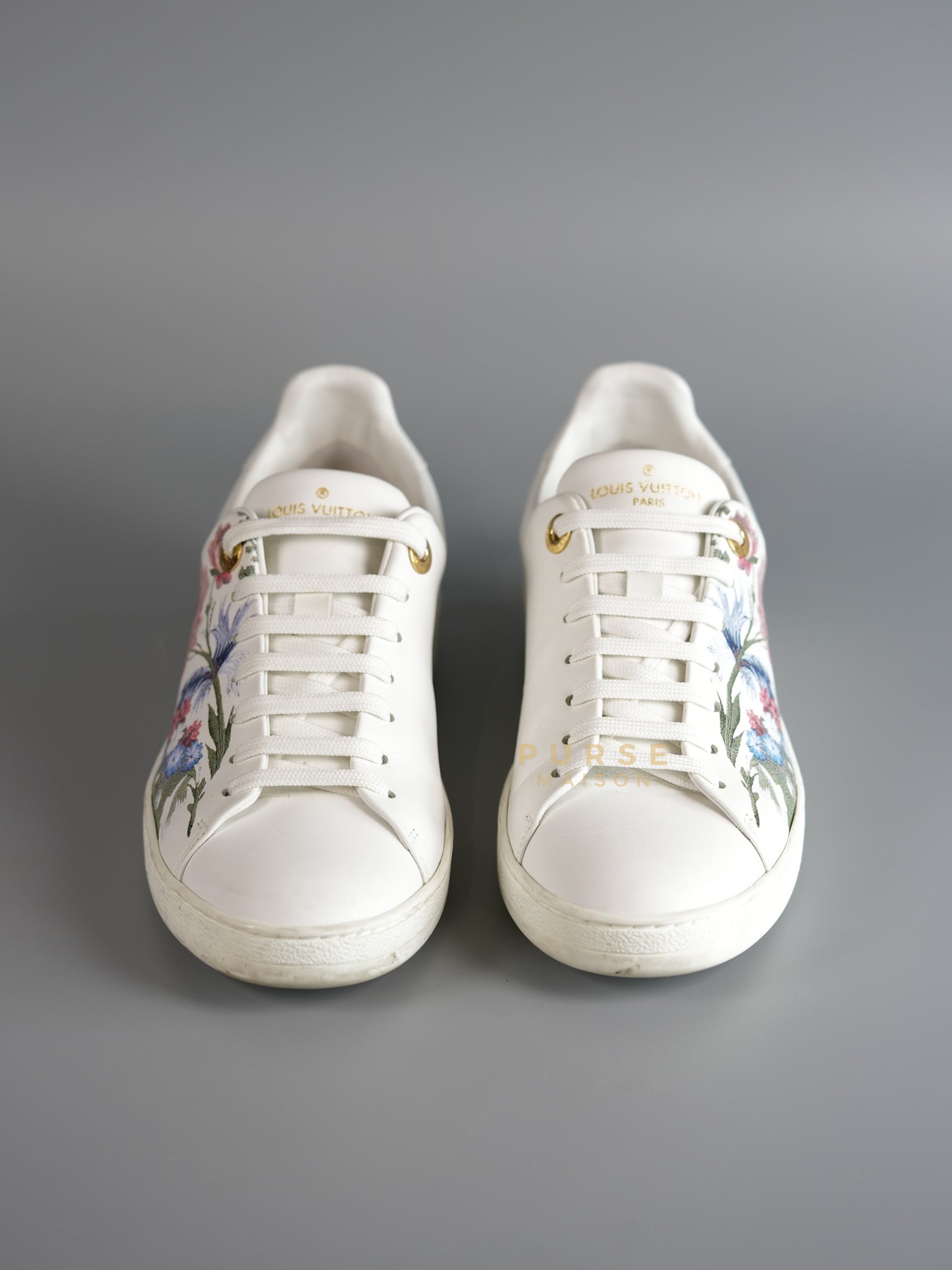 Frontrow White Floral Calfskin Sneakers Size 36 EU | Purse Maison Luxury Bags Shop