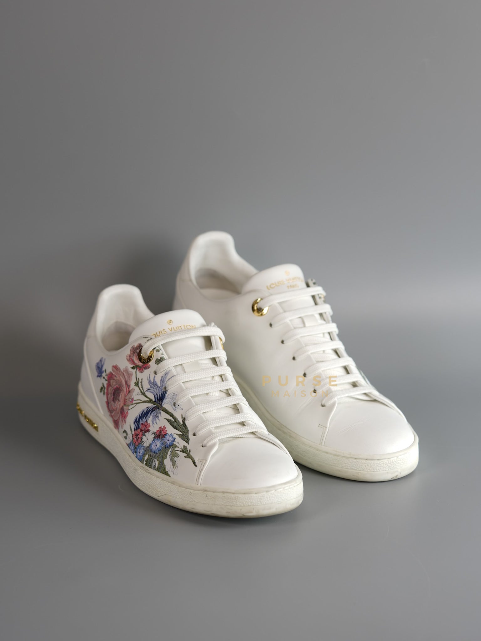 Frontrow White Floral Calfskin Sneakers Size 36 EU | Purse Maison Luxury Bags Shop