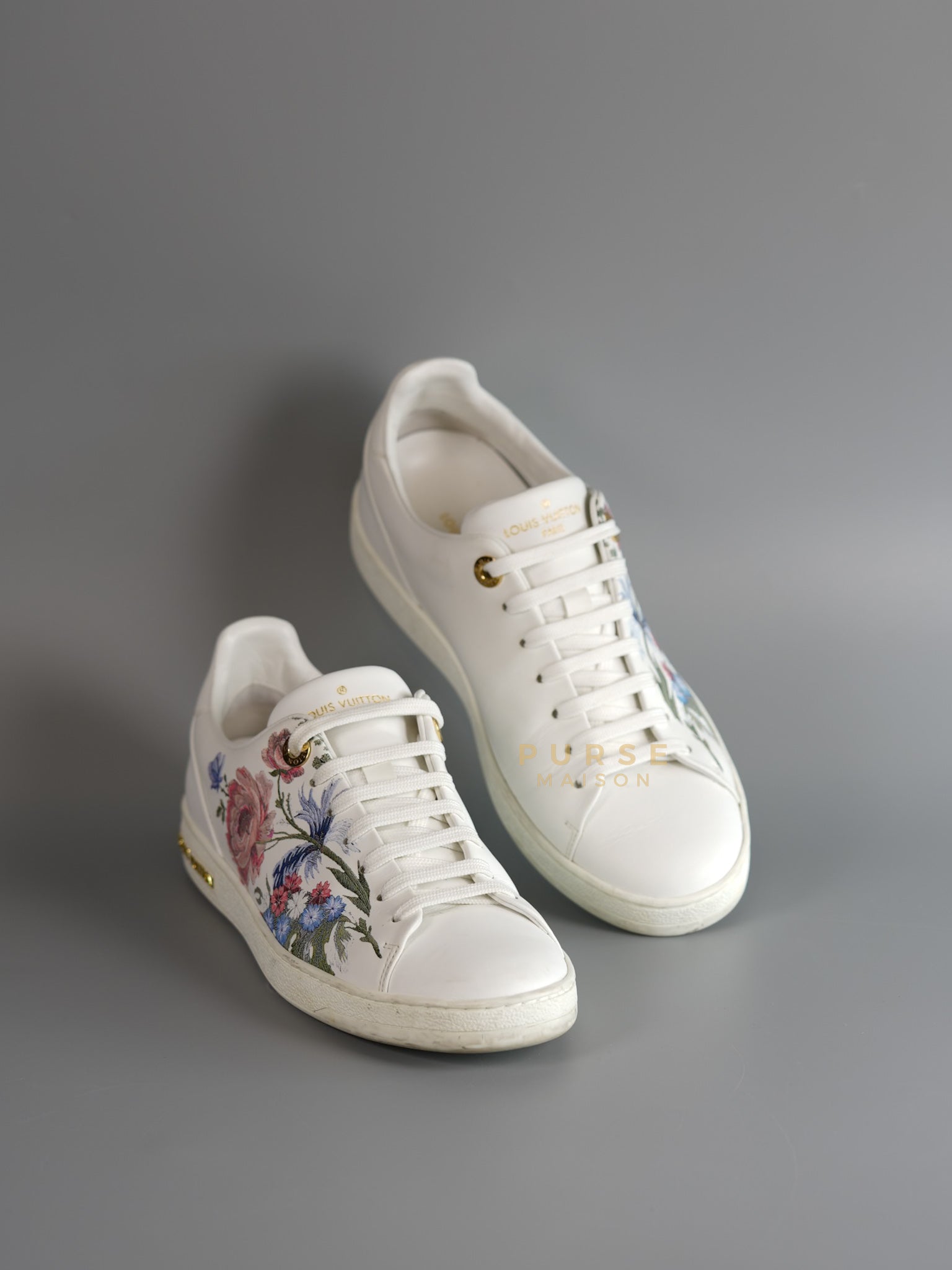 Frontrow White Floral Calfskin Sneakers Size 36 EU | Purse Maison Luxury Bags Shop