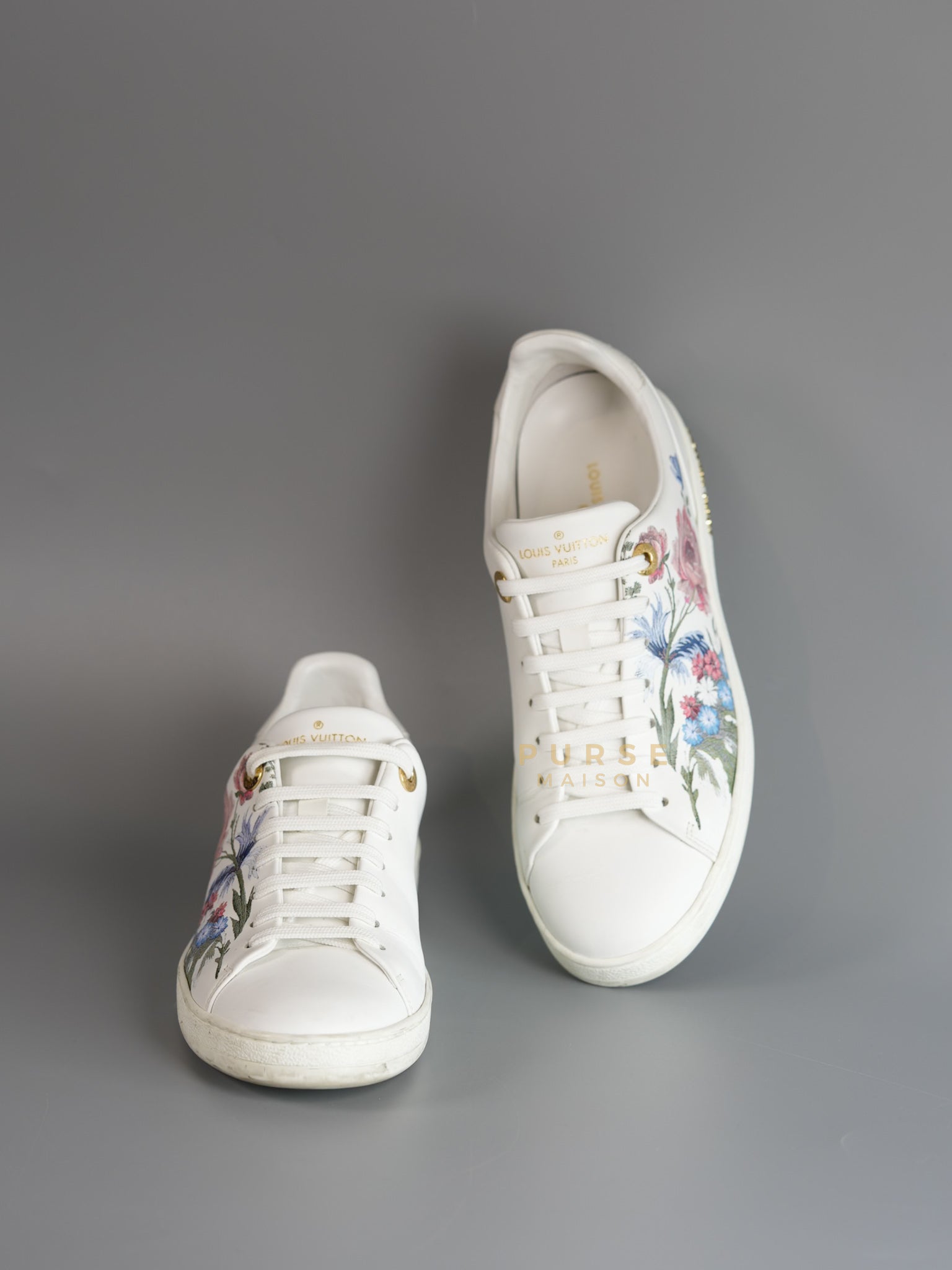 Frontrow White Floral Calfskin Sneakers Size 36 EU | Purse Maison Luxury Bags Shop