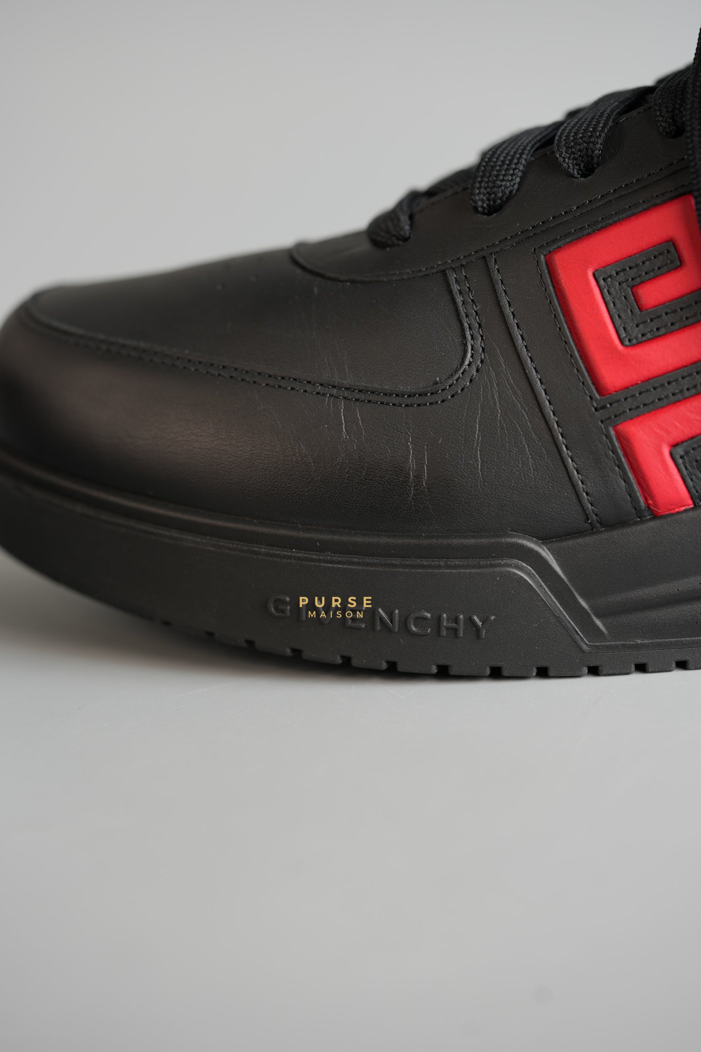 G4 Low Sneakers in Black/Red Calf Leather Size 43 EU (29cm) | Purse Maison Luxury Bags Shop