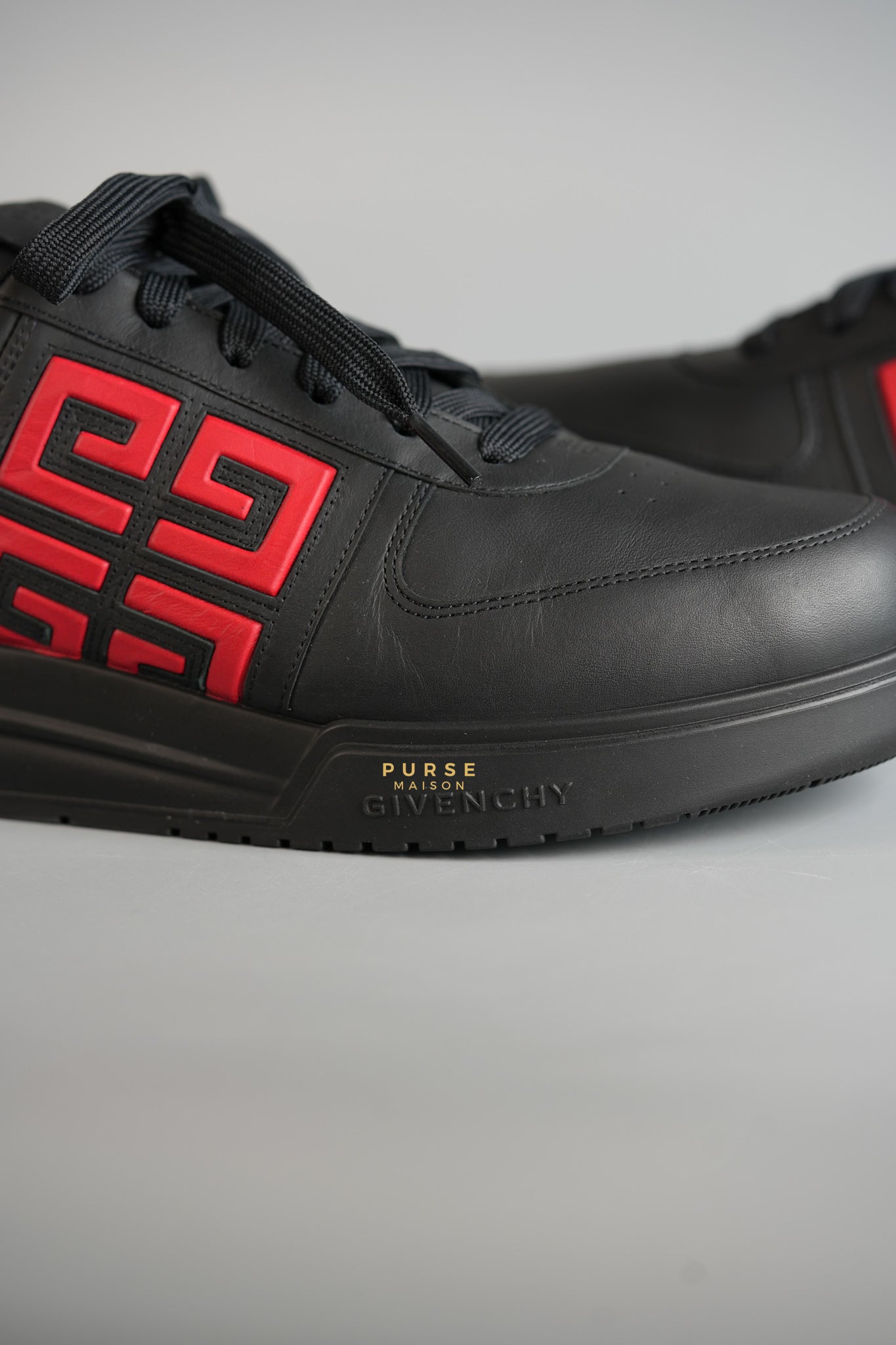 G4 Low Sneakers in Black/Red Calf Leather Size 43 EU (29cm) | Purse Maison Luxury Bags Shop