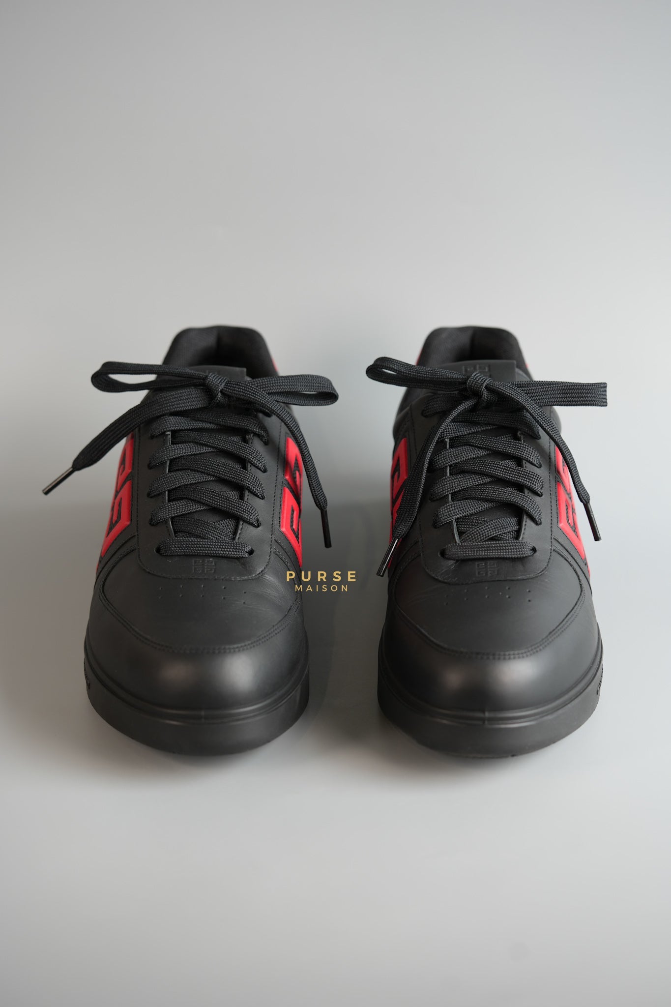 G4 Low Sneakers in Black/Red Calf Leather Size 43 EU (29cm) | Purse Maison Luxury Bags Shop