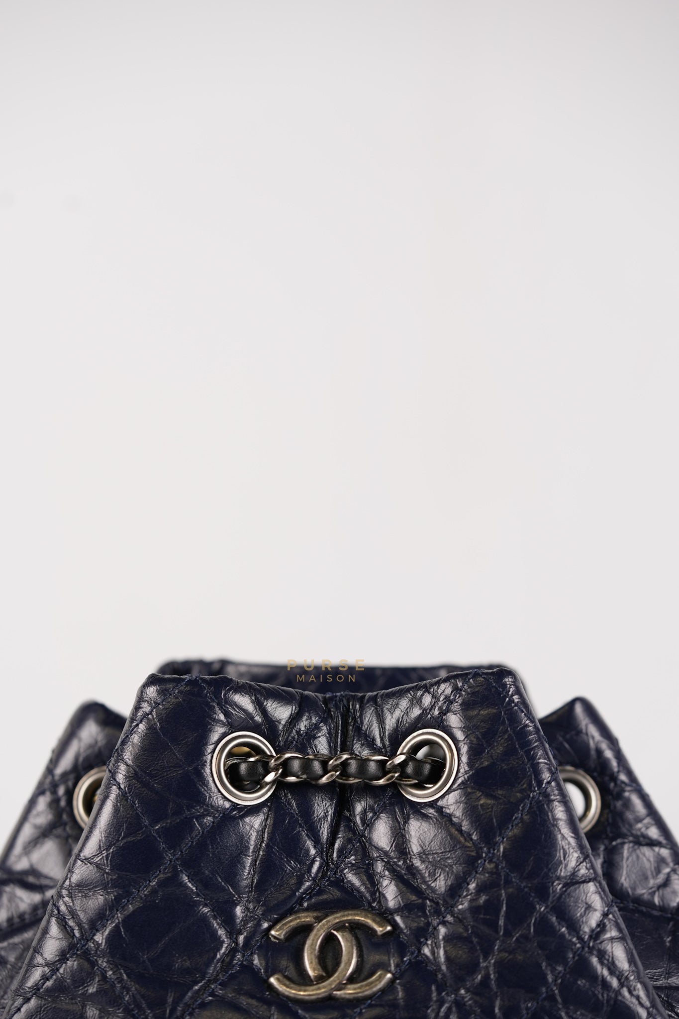 Gabrielle Backpack Navy Blue Aged Calfskin Leather and Mix Hardware Series 24 | Purse Maison Luxury Bags Shop