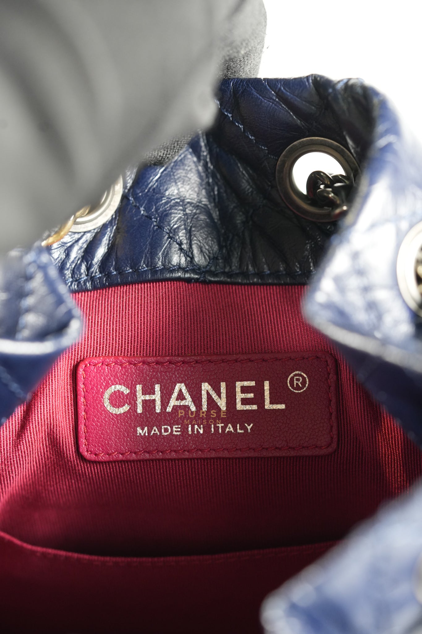 Gabrielle Backpack Navy Blue Aged Calfskin Leather and Mix Hardware Series 24 | Purse Maison Luxury Bags Shop