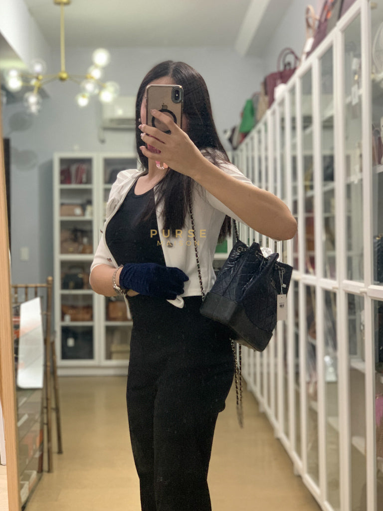 Gabrielle Backpack Navy Blue Aged Calfskin Leather and Mix Hardware Series 24 | Purse Maison Luxury Bags Shop