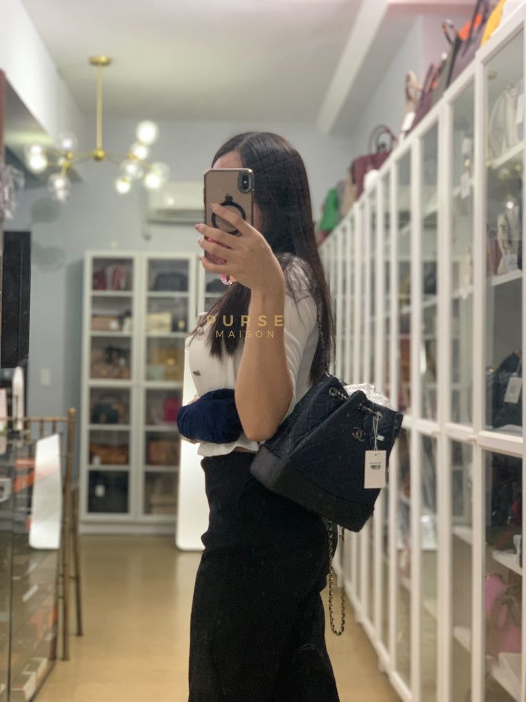 Gabrielle Backpack Navy Blue Aged Calfskin Leather and Mix Hardware Series 24 | Purse Maison Luxury Bags Shop