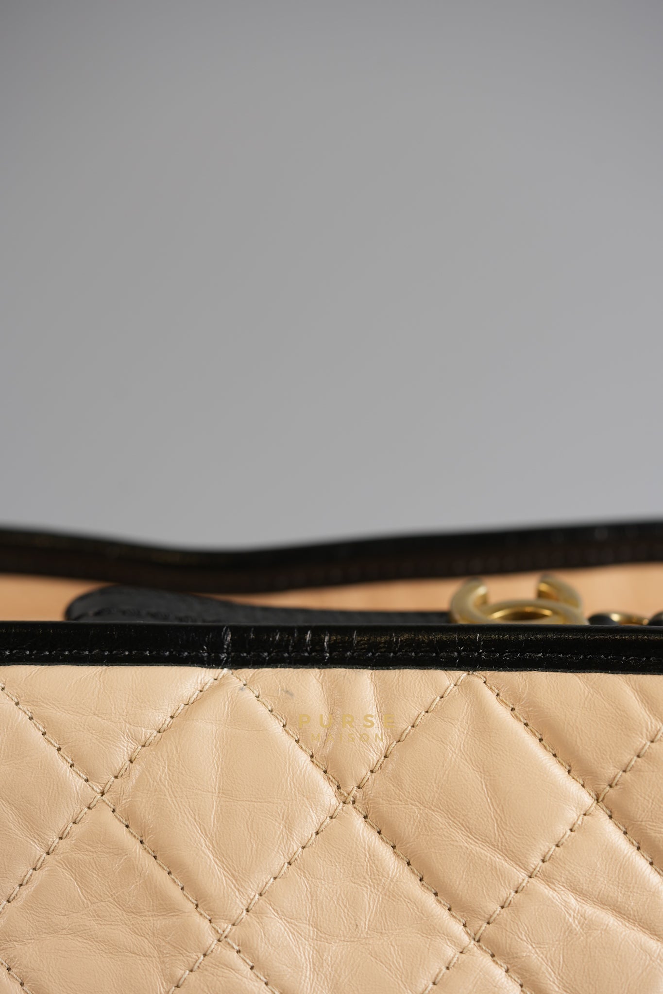 Gabrielle Hobo Old Medium (Large) in Beige Quilted Distressed Calfskin & Mixed Hardware (Series 26) | Purse Maison Luxury Bags Shop