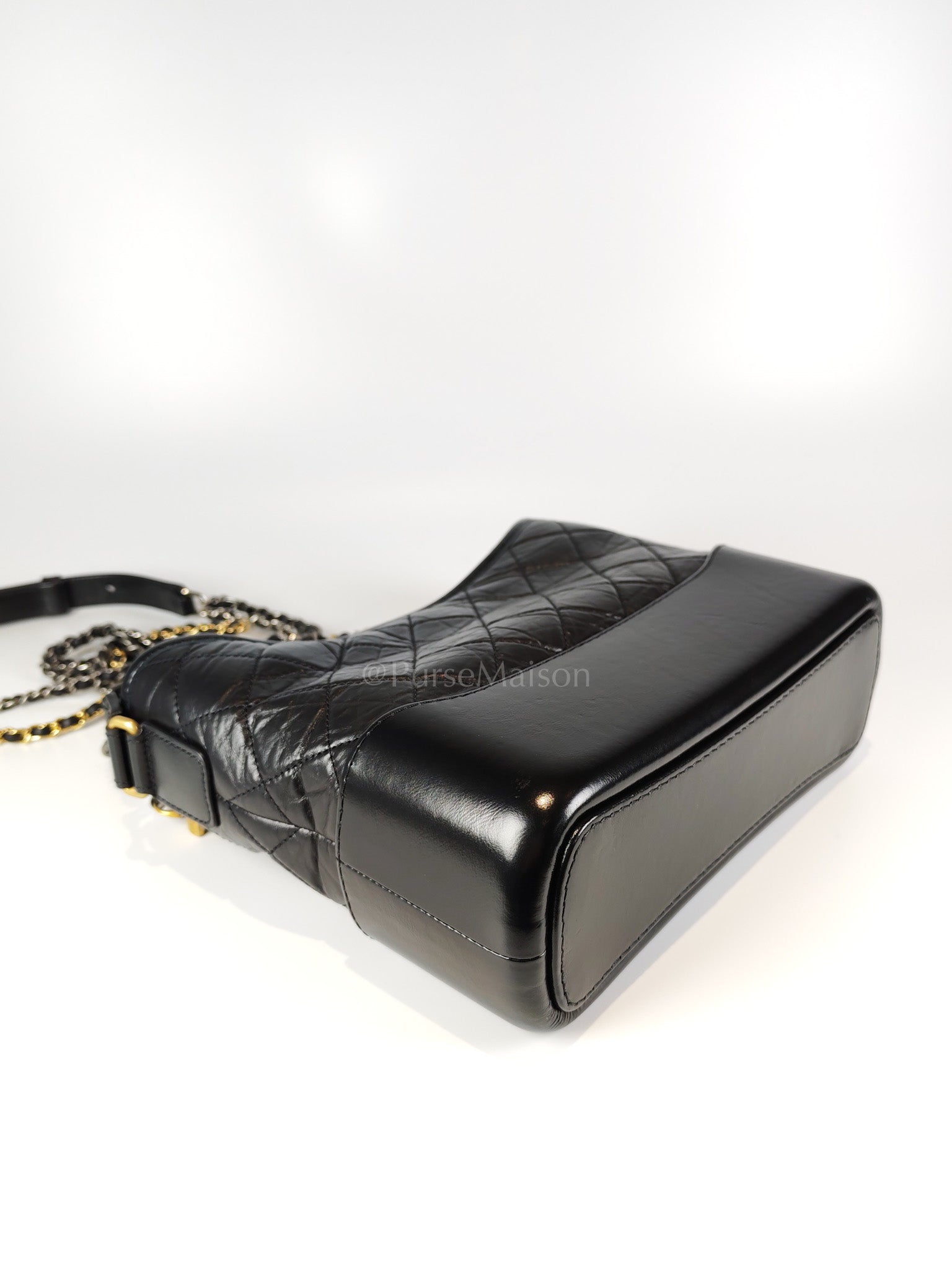 Gabrielle Medium in Black Quilted Distressed Calfskin & Mixed Hardware (Microchip) | Purse Maison Luxury Bags Shop