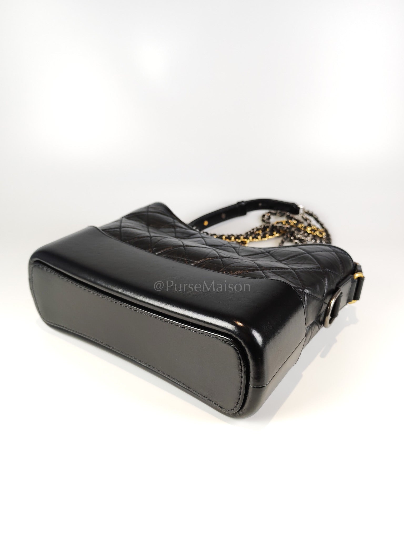 Gabrielle Medium in Black Quilted Distressed Calfskin & Mixed Hardware (Microchip) | Purse Maison Luxury Bags Shop