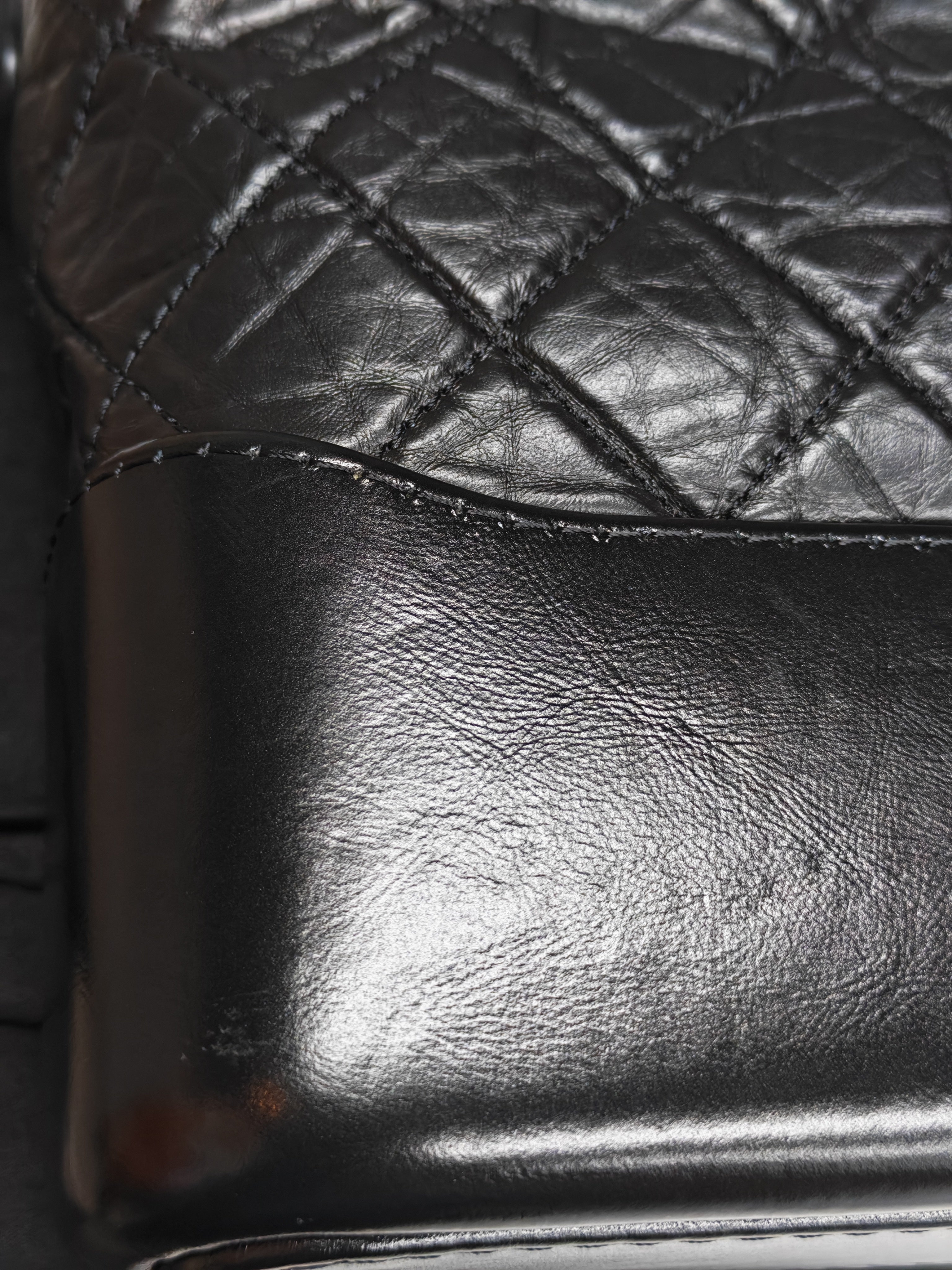 Gabrielle Medium in Black Quilted Distressed Calfskin & Mixed Hardware (Microchip) | Purse Maison Luxury Bags Shop