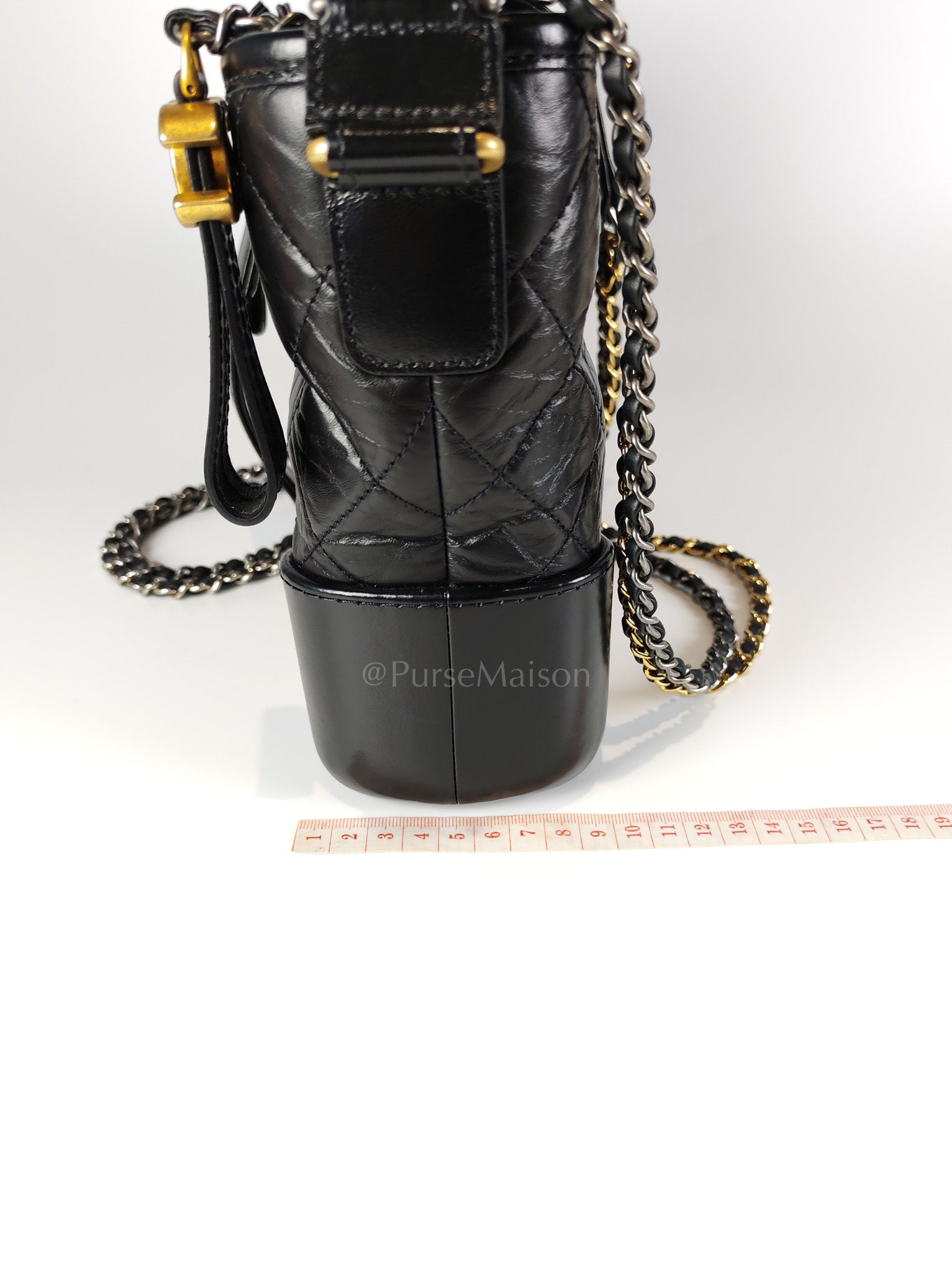 Gabrielle Medium in Black Quilted Distressed Calfskin & Mixed Hardware (Microchip) | Purse Maison Luxury Bags Shop