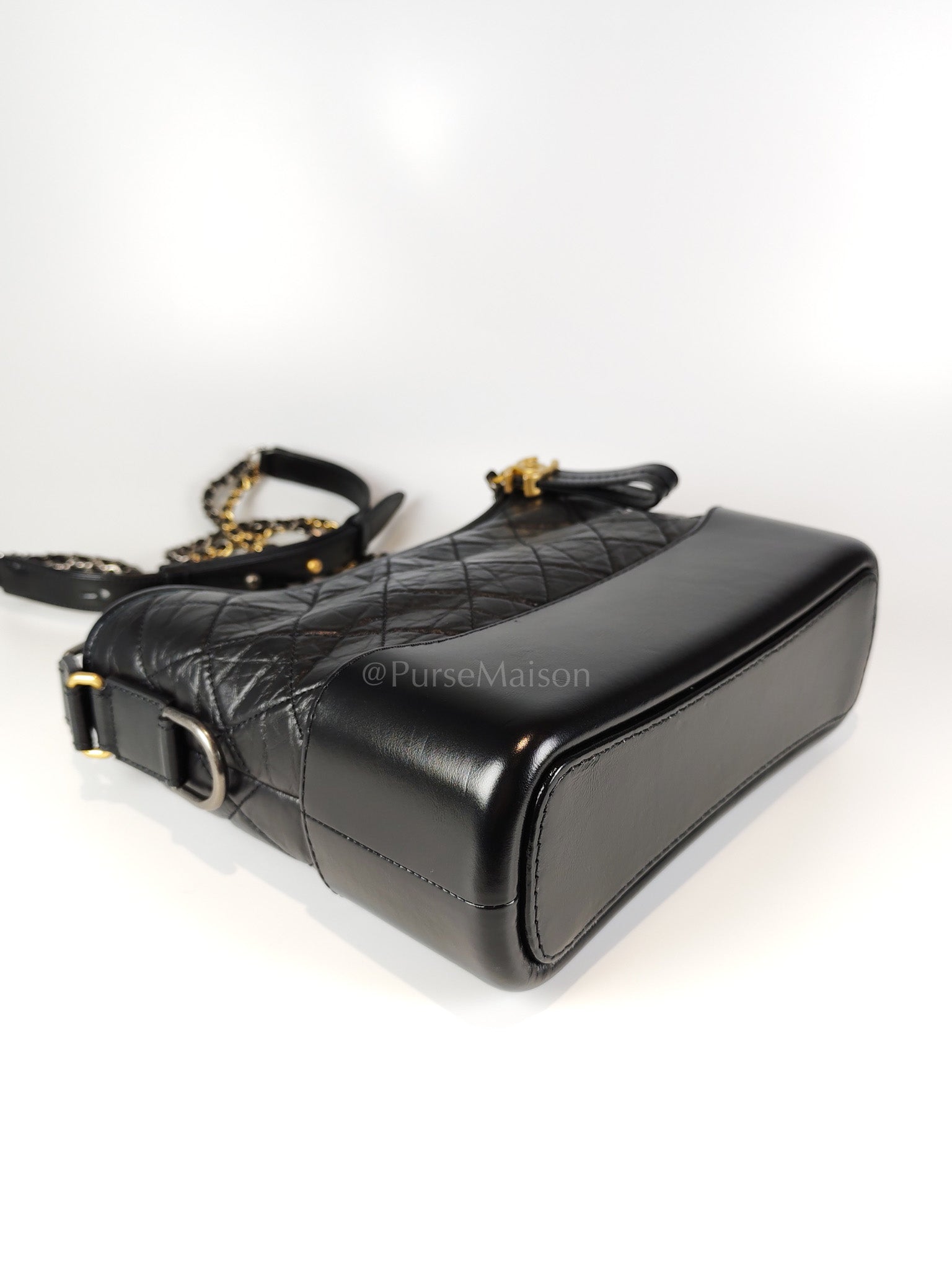 Gabrielle Medium in Black Quilted Distressed Calfskin & Mixed Hardware (Microchip) | Purse Maison Luxury Bags Shop