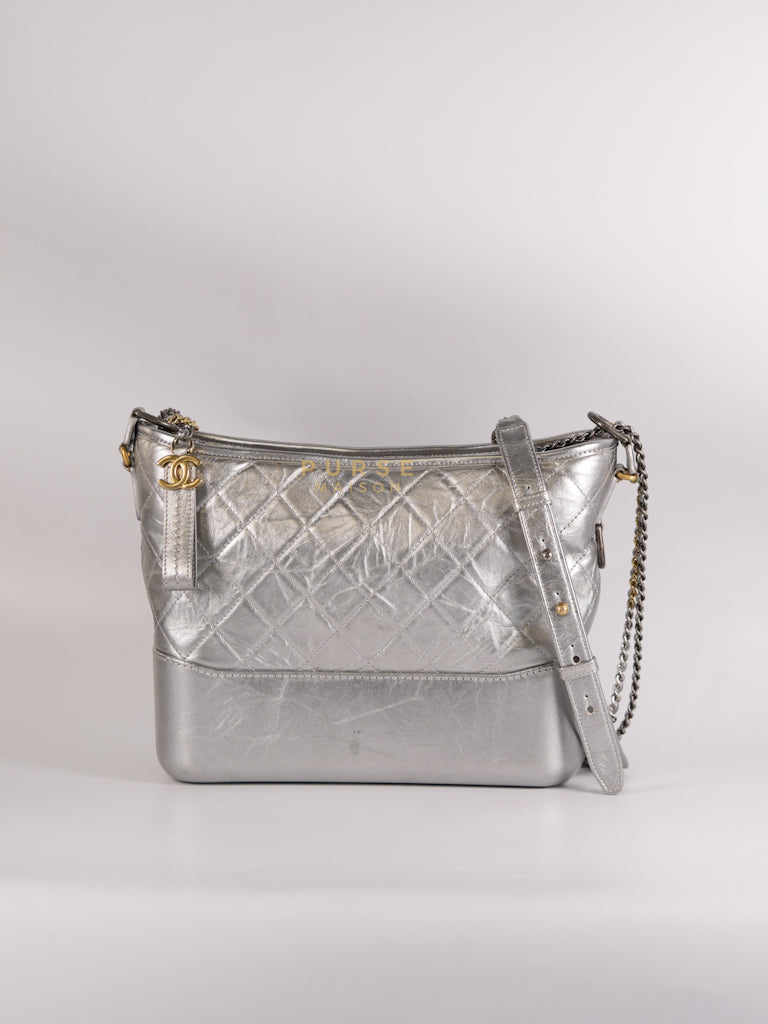 Gabrielle Old Medium (Large) in Silver Quilted Distressed Calfskin & Mixed Hardware Series 24 | Purse Maison Luxury Bags Shop