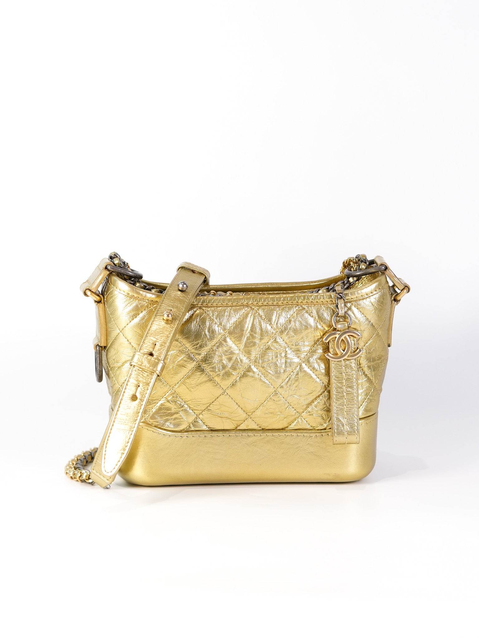 Gabrielle Small Crossbody Bag in Metallic Lambskin Leather & Mixed Hardware Series 24 | Purse Maison Luxury Bags Shop