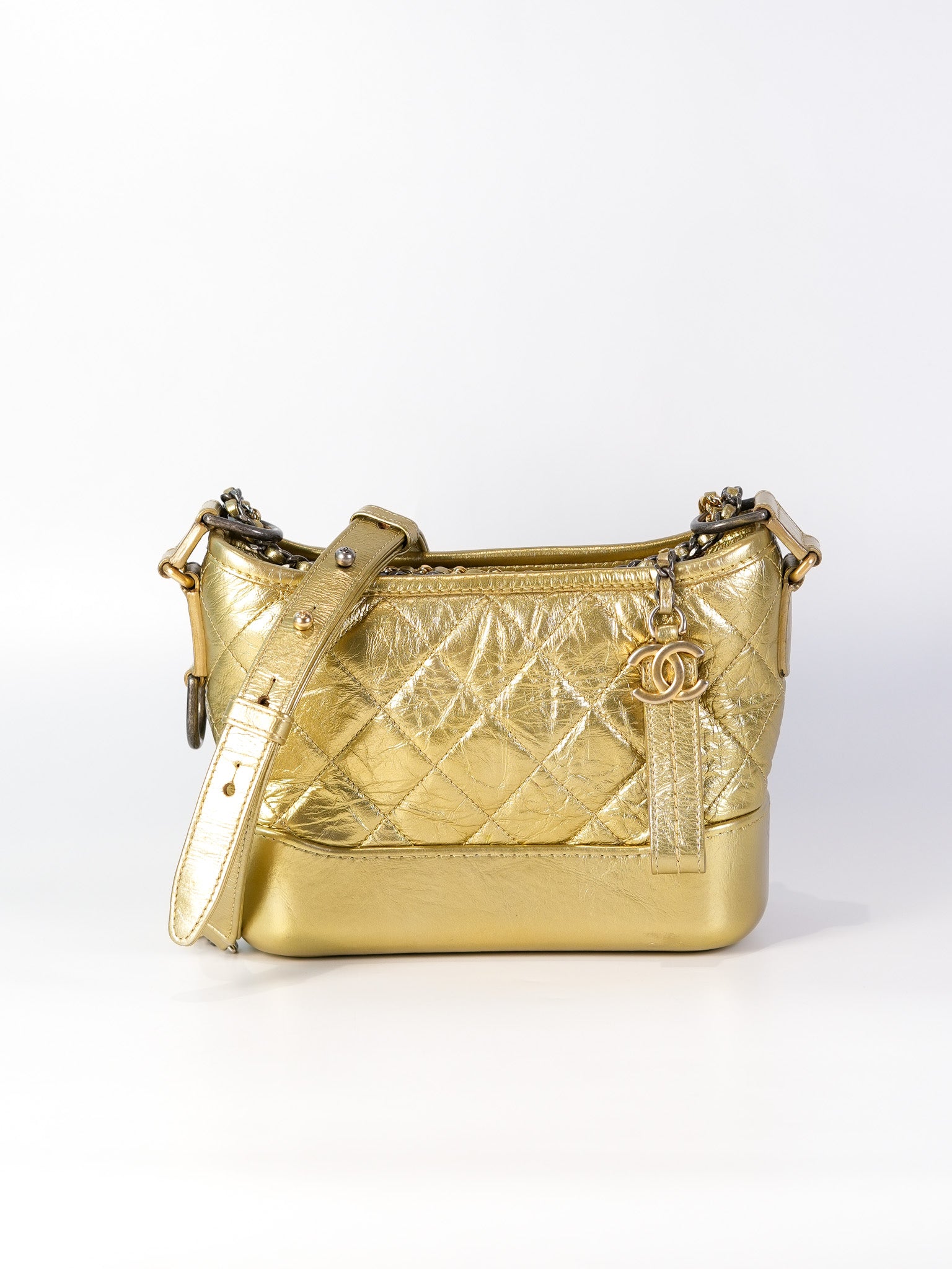 Gabrielle Small Crossbody Bag in Metallic Lambskin Leather & Mixed Hardware Series 24 | Purse Maison Luxury Bags Shop