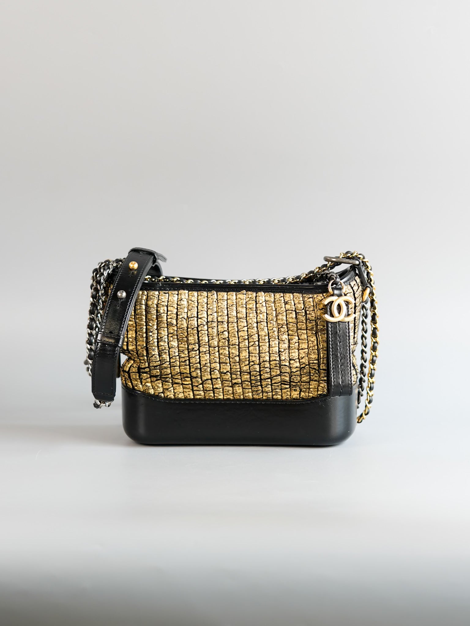 Gabrielle Small Hobo Bag in Metallic Gold Tweed & Mixed Hardware Series 27 | Purse Maison Luxury Bags Shop