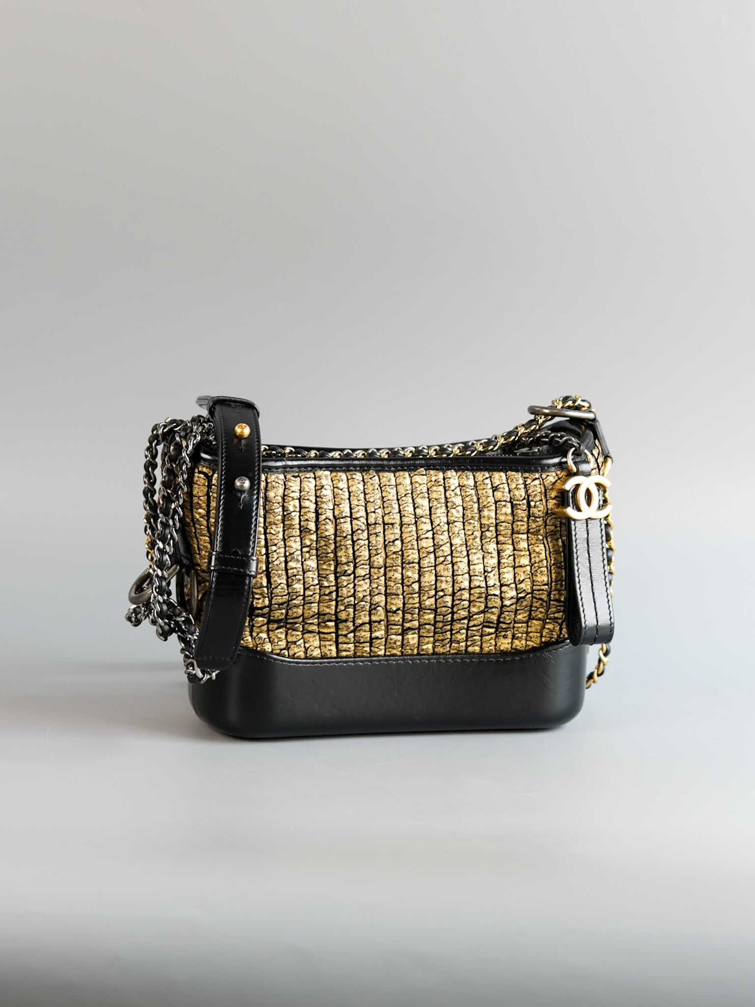 Gabrielle Small Hobo Bag in Metallic Gold Tweed & Mixed Hardware Series 27 | Purse Maison Luxury Bags Shop