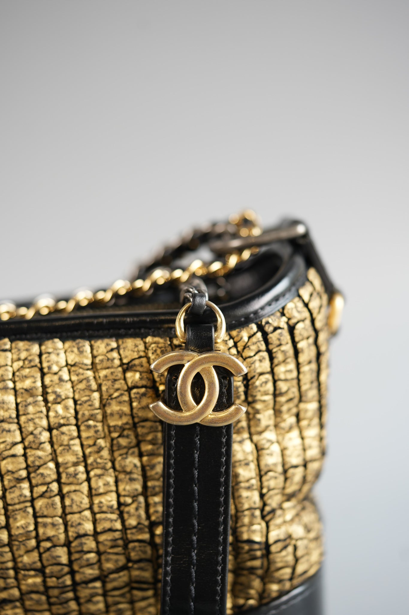 Gabrielle Small Hobo Bag in Metallic Gold Tweed & Mixed Hardware Series 27 | Purse Maison Luxury Bags Shop