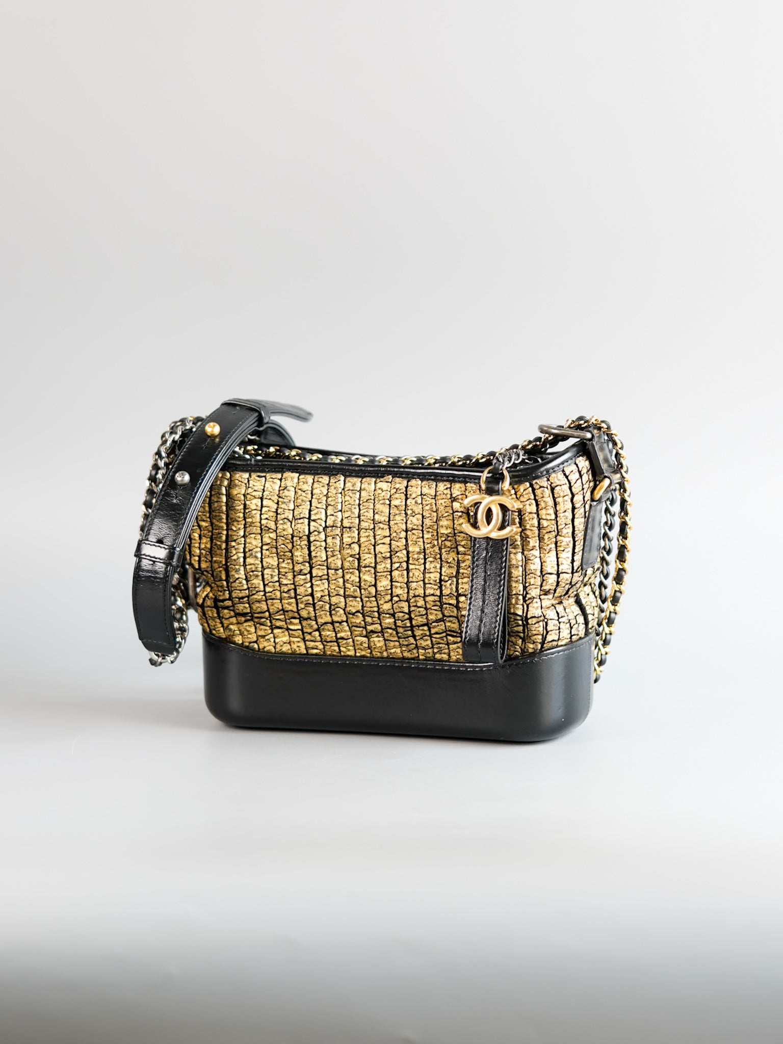 Gabrielle Small Hobo Bag in Metallic Gold Tweed & Mixed Hardware Series 27 | Purse Maison Luxury Bags Shop