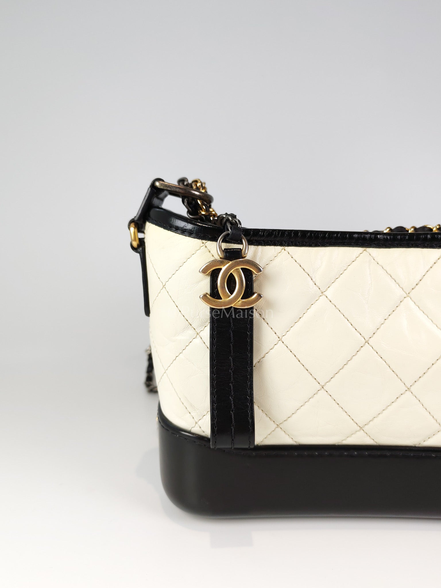 Gabrielle Small in Off White Distressed Calfskin Leather and Mixed Hardware Series 26 | Purse Maison Luxury Bags Shop