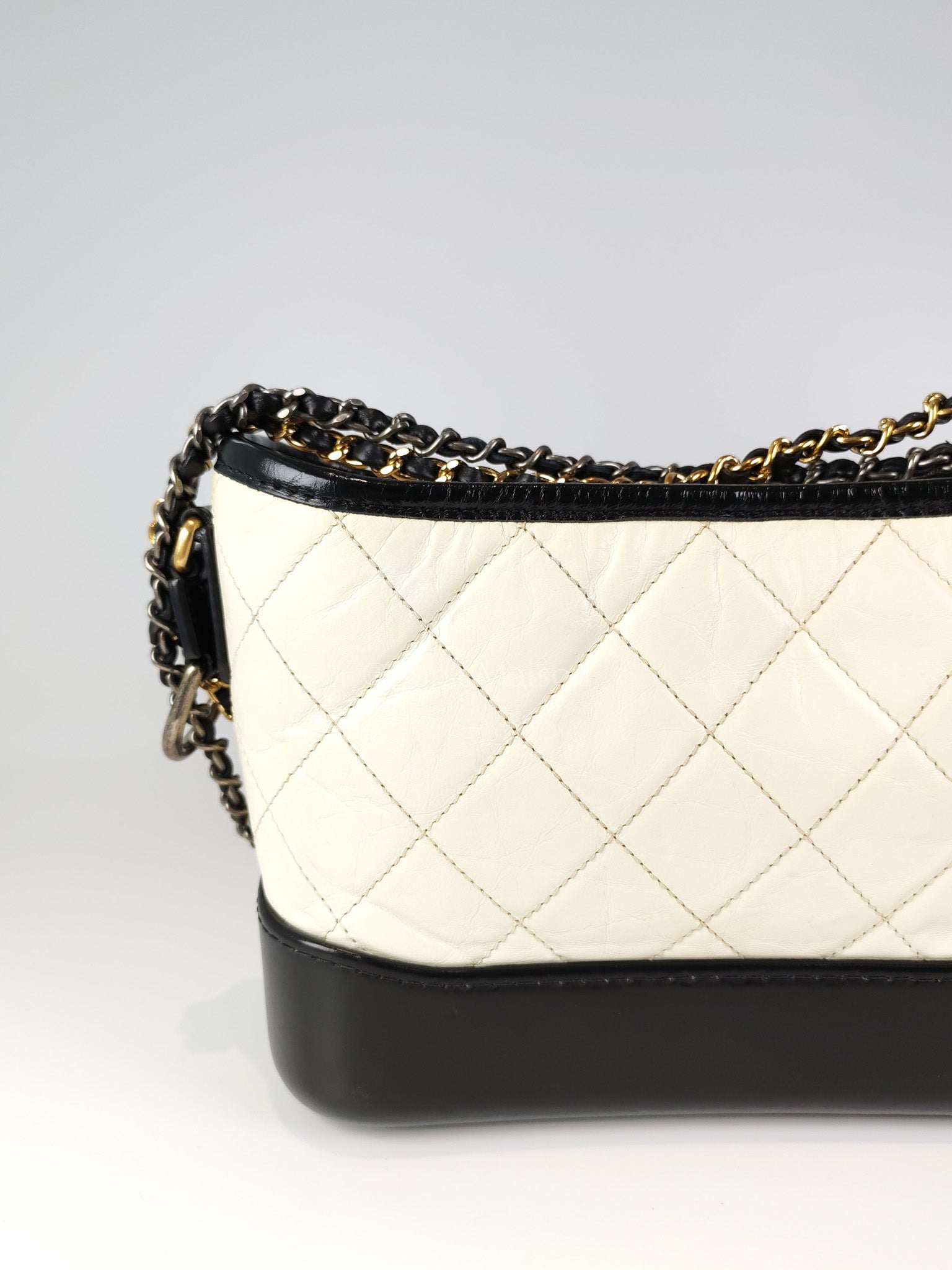 Gabrielle Small in Off White Distressed Calfskin Leather and Mixed Hardware Series 26 | Purse Maison Luxury Bags Shop