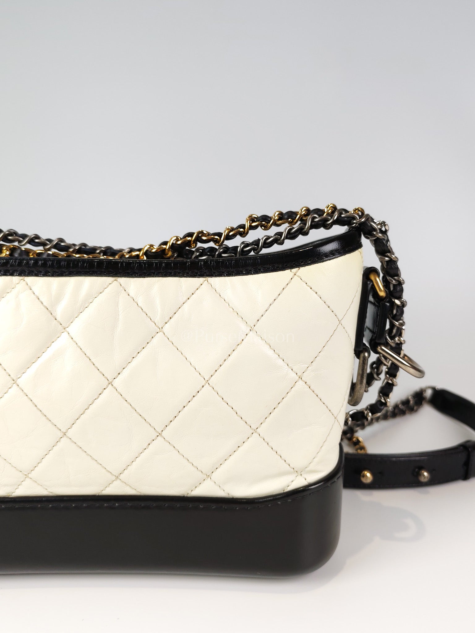 Gabrielle Small in Off White Distressed Calfskin Leather and Mixed Hardware Series 26 | Purse Maison Luxury Bags Shop