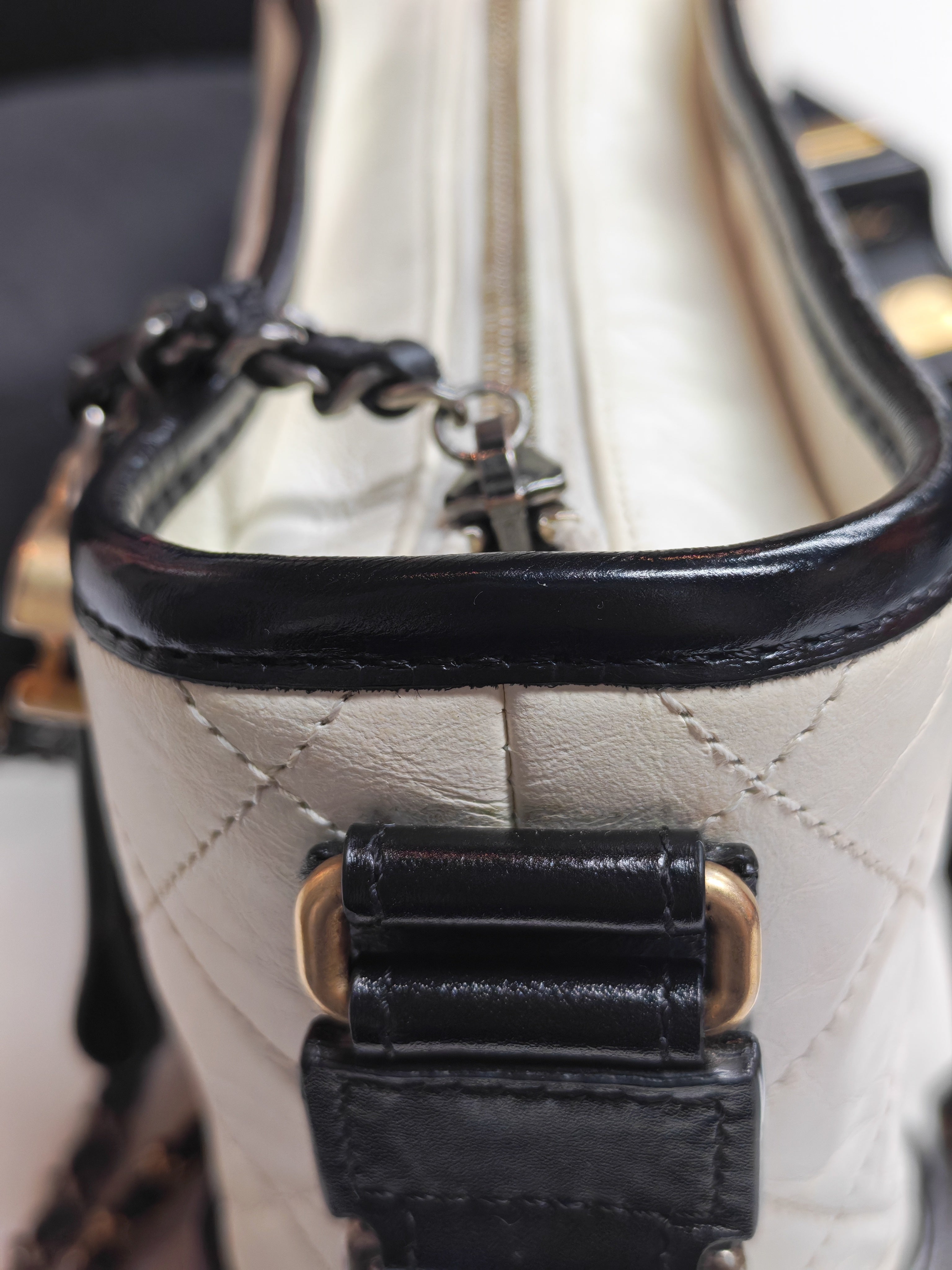 Gabrielle Small in Off White Distressed Calfskin Leather and Mixed Hardware Series 26 | Purse Maison Luxury Bags Shop