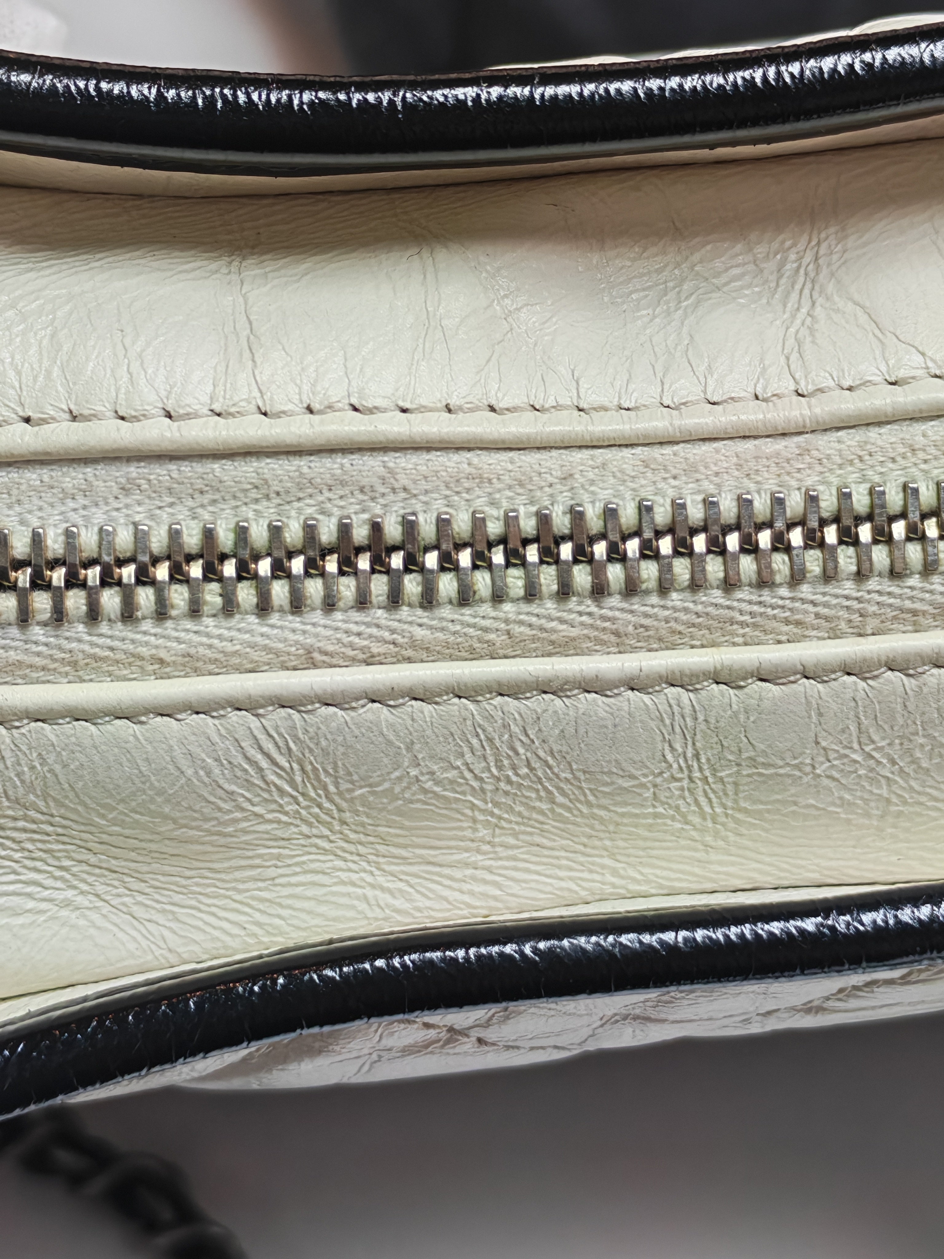 Gabrielle Small in Off White Distressed Calfskin Leather and Mixed Hardware Series 26 | Purse Maison Luxury Bags Shop