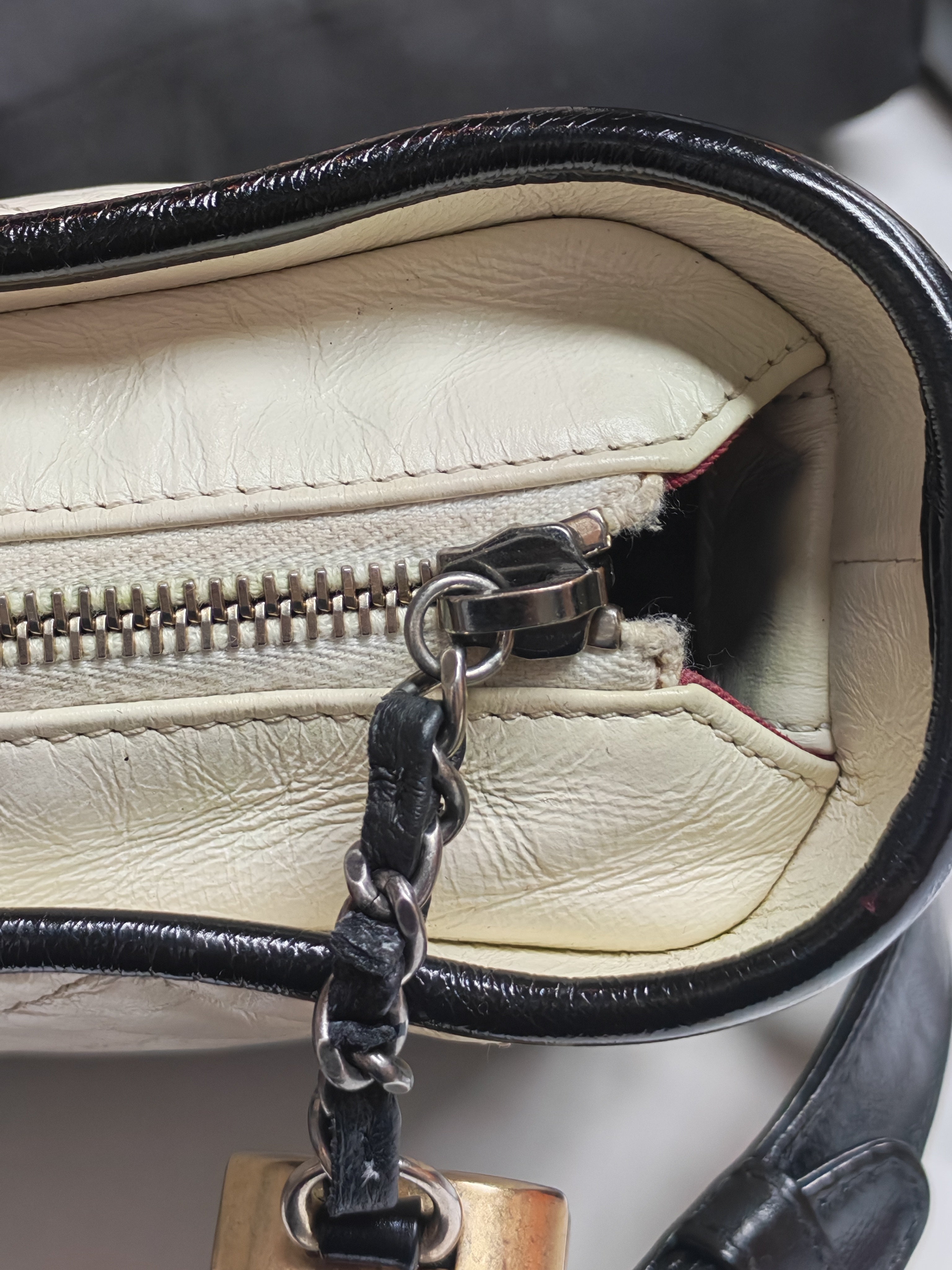 Gabrielle Small in Off White Distressed Calfskin Leather and Mixed Hardware Series 26 | Purse Maison Luxury Bags Shop