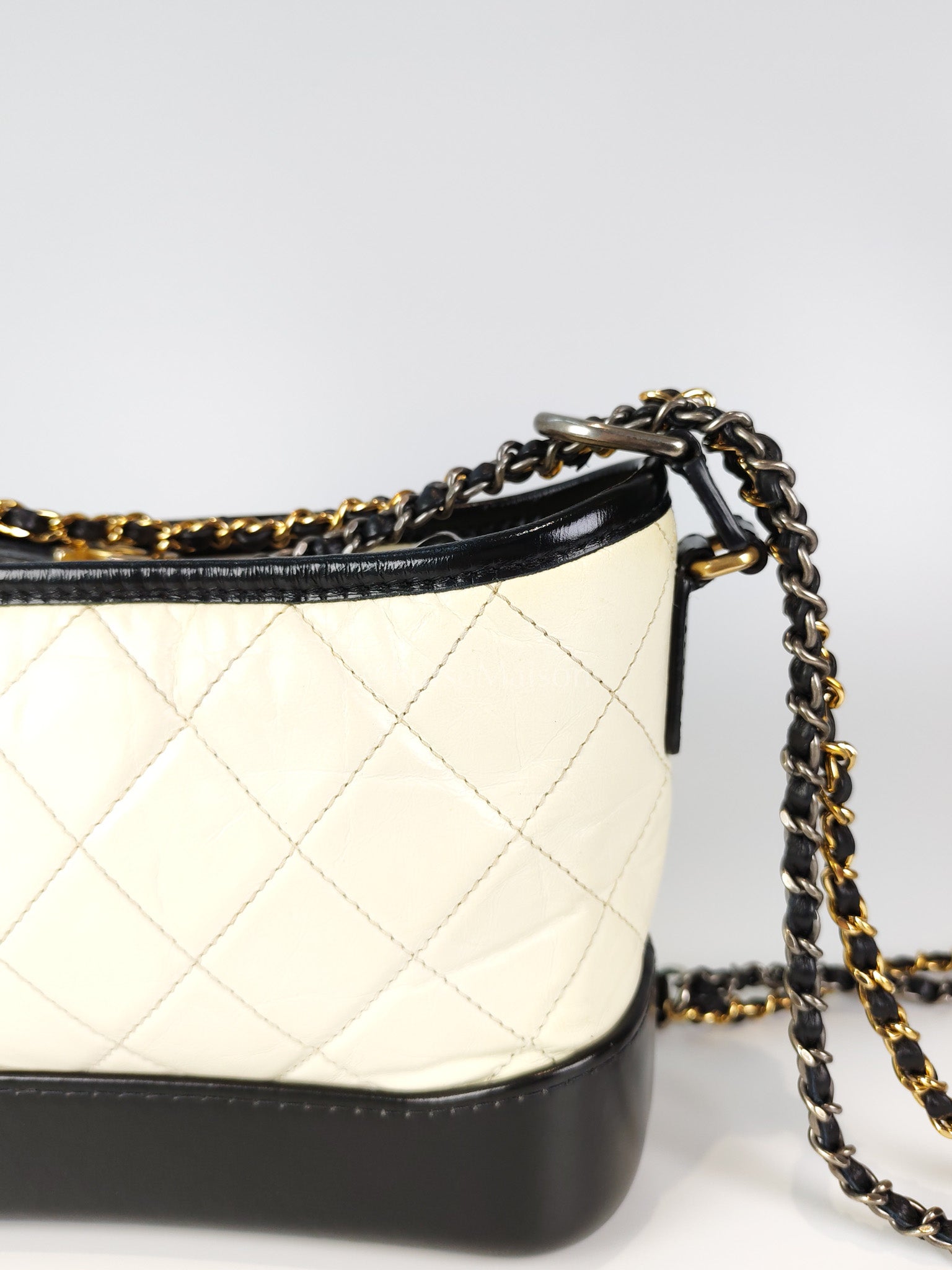 Gabrielle Small in Off White Distressed Calfskin Leather and Mixed Hardware Series 26 | Purse Maison Luxury Bags Shop