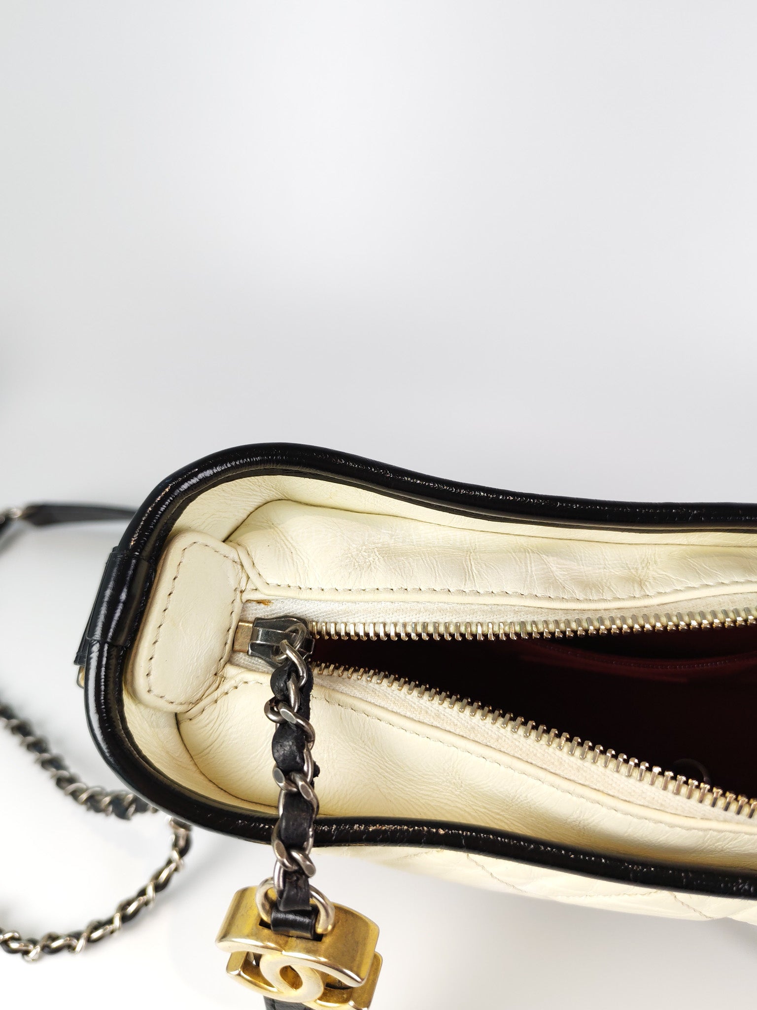 Gabrielle Small in Off White Distressed Calfskin Leather and Mixed Hardware Series 26 | Purse Maison Luxury Bags Shop