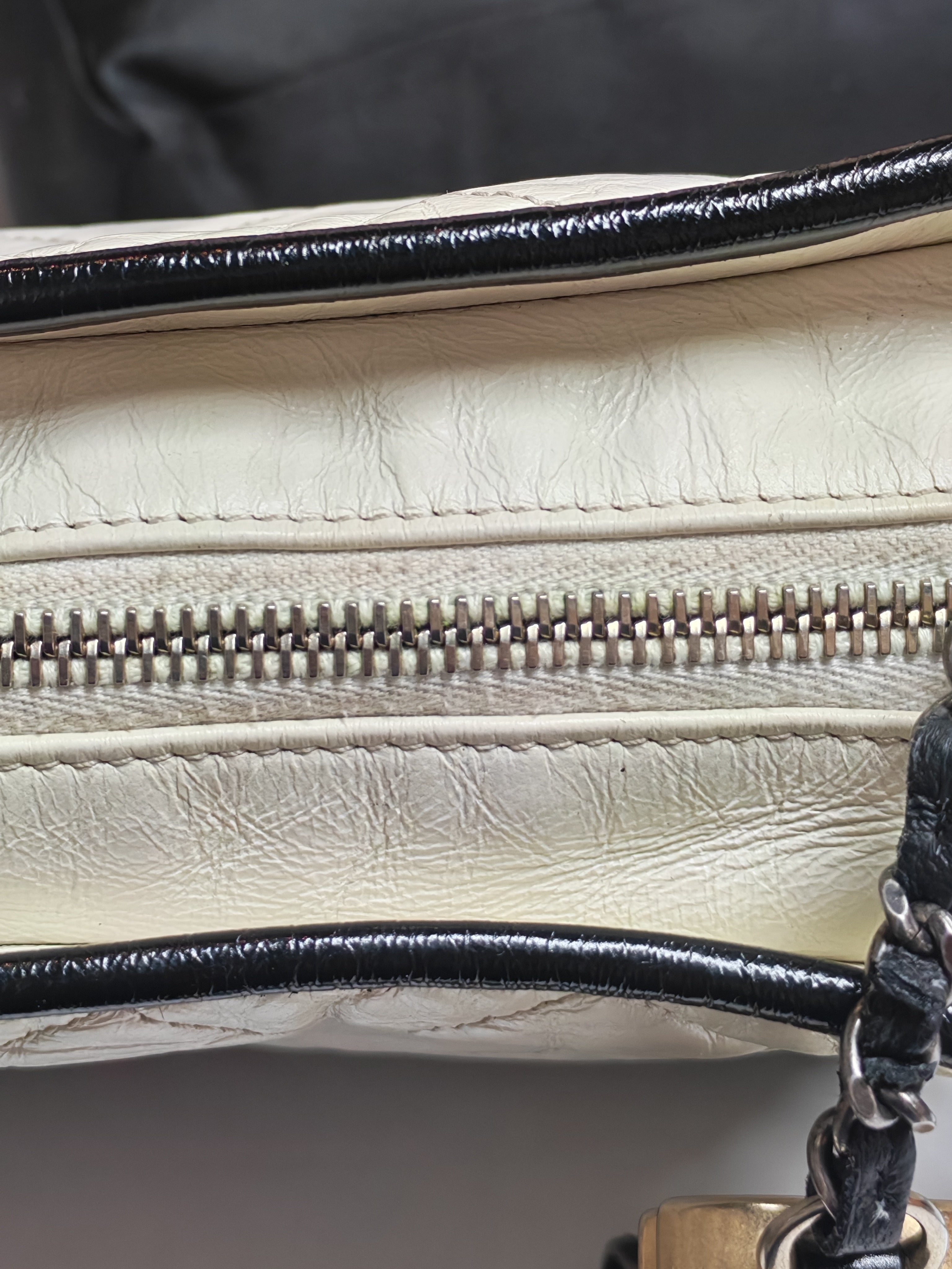 Gabrielle Small in Off White Distressed Calfskin Leather and Mixed Hardware Series 26 | Purse Maison Luxury Bags Shop