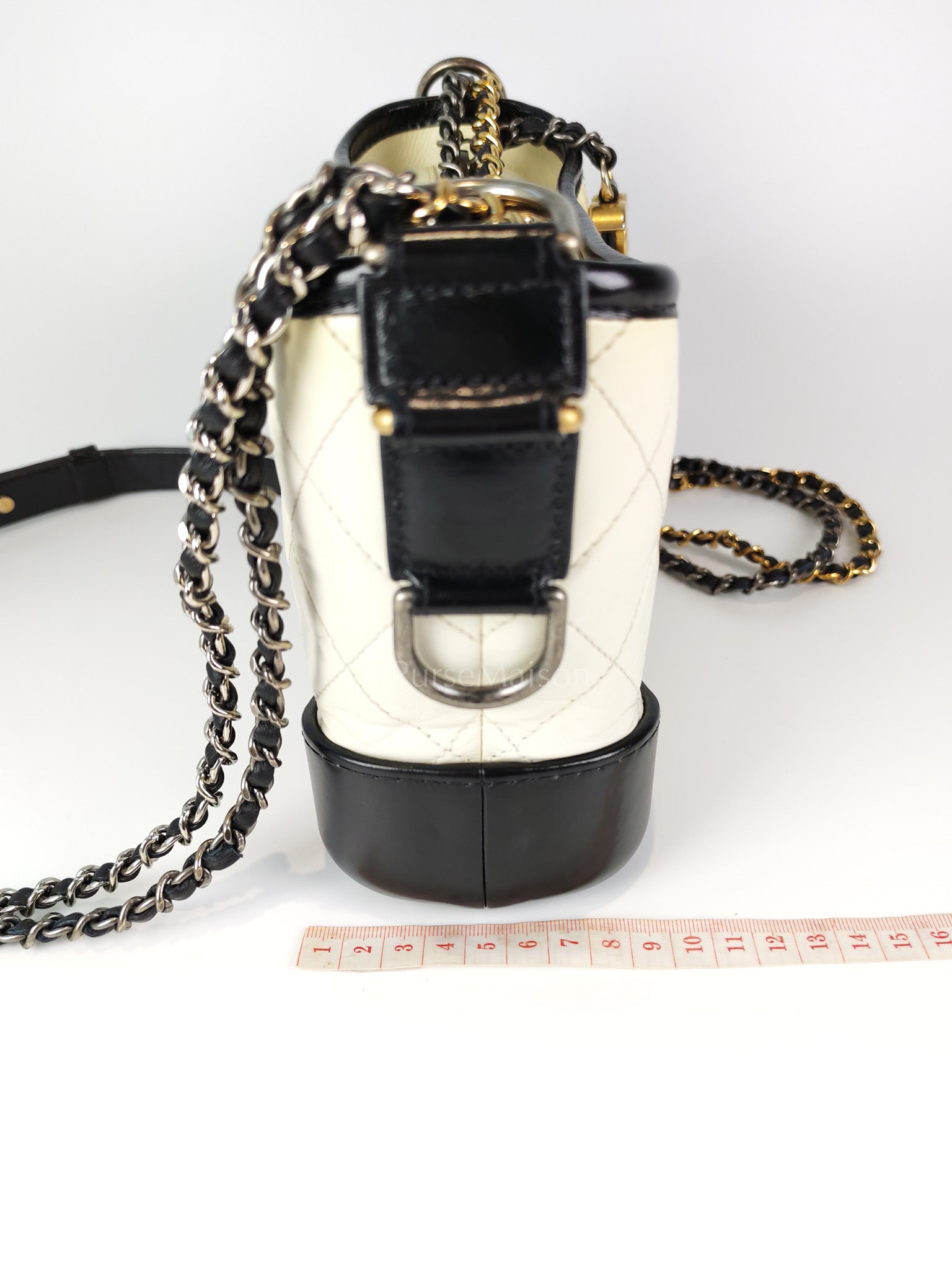 Gabrielle Small in Off White Distressed Calfskin Leather and Mixed Hardware Series 26 | Purse Maison Luxury Bags Shop