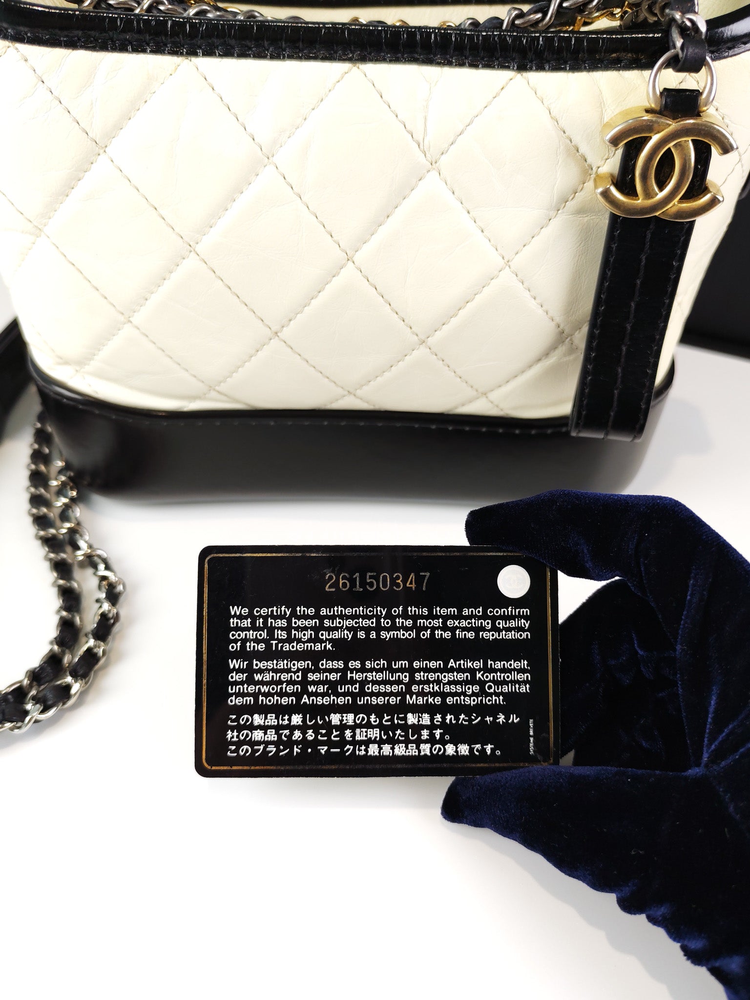 Gabrielle Small in Off White Distressed Calfskin Leather and Mixed Hardware Series 26 | Purse Maison Luxury Bags Shop