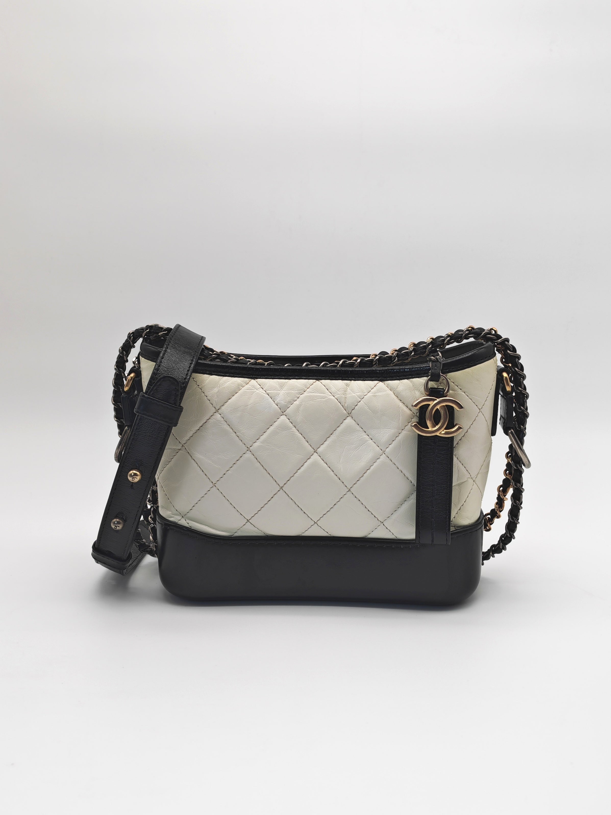 Gabrielle Small in Off White Distressed Calfskin Leather and Mixed Hardware Series 26 | Purse Maison Luxury Bags Shop