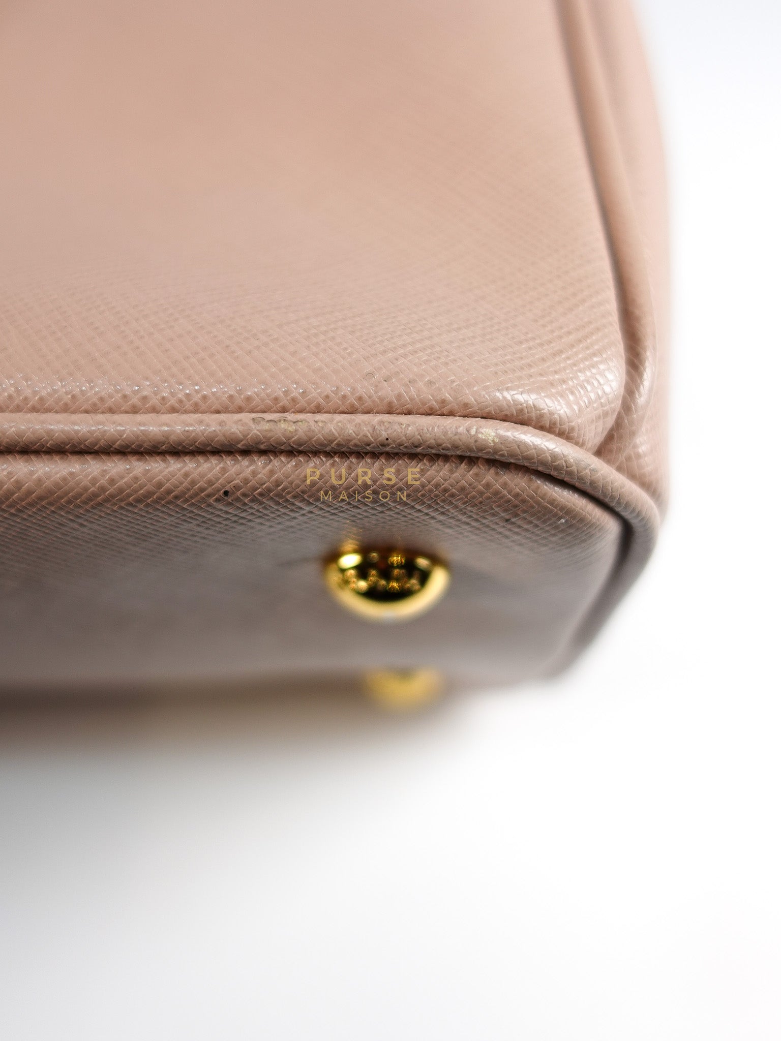 Galleria 2way Tote Bag Large in Light Pink Saffiano Leather & Gold Hardware | Purse Maison Luxury Bags Shop