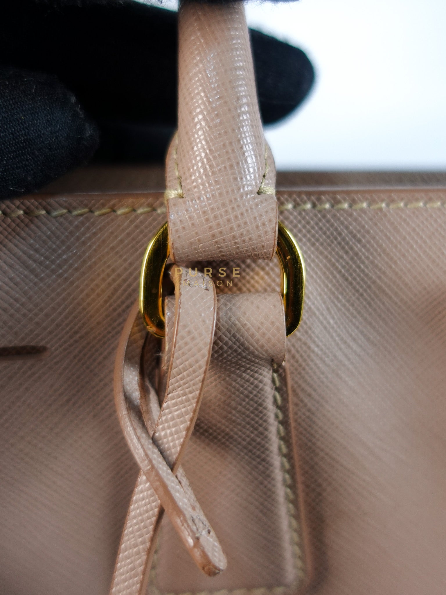 Galleria 2way Tote Bag Large in Light Pink Saffiano Leather & Gold Hardware | Purse Maison Luxury Bags Shop