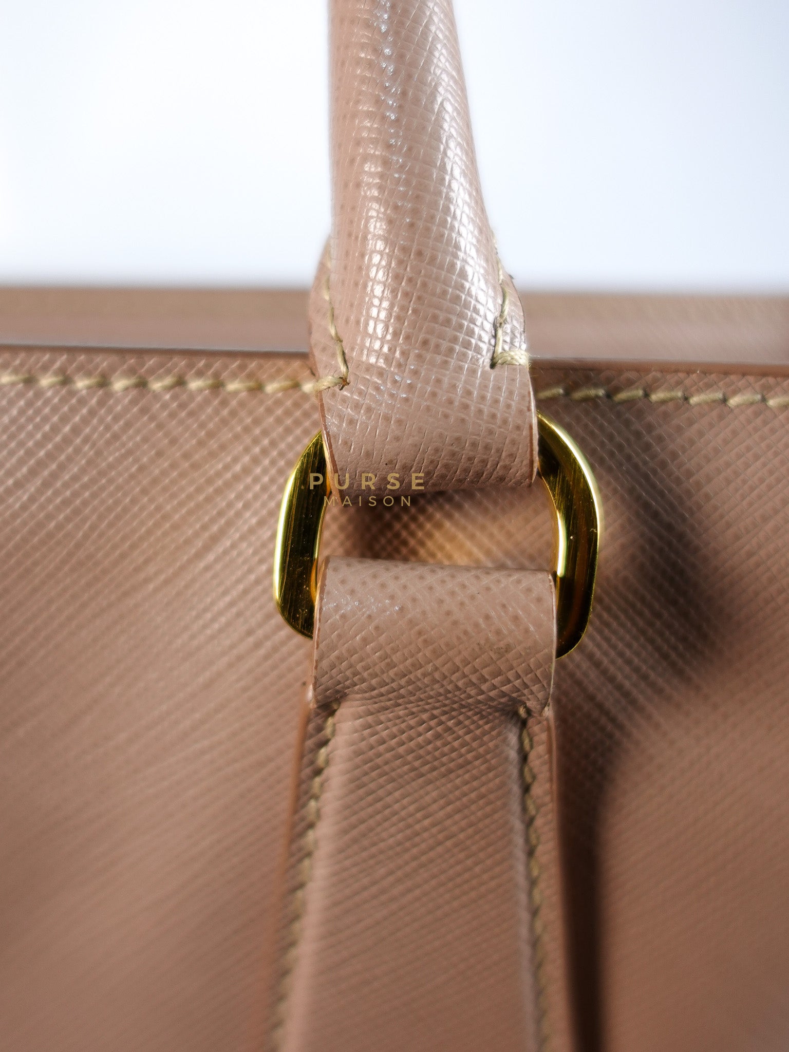 Galleria 2way Tote Bag Large in Light Pink Saffiano Leather & Gold Hardware | Purse Maison Luxury Bags Shop